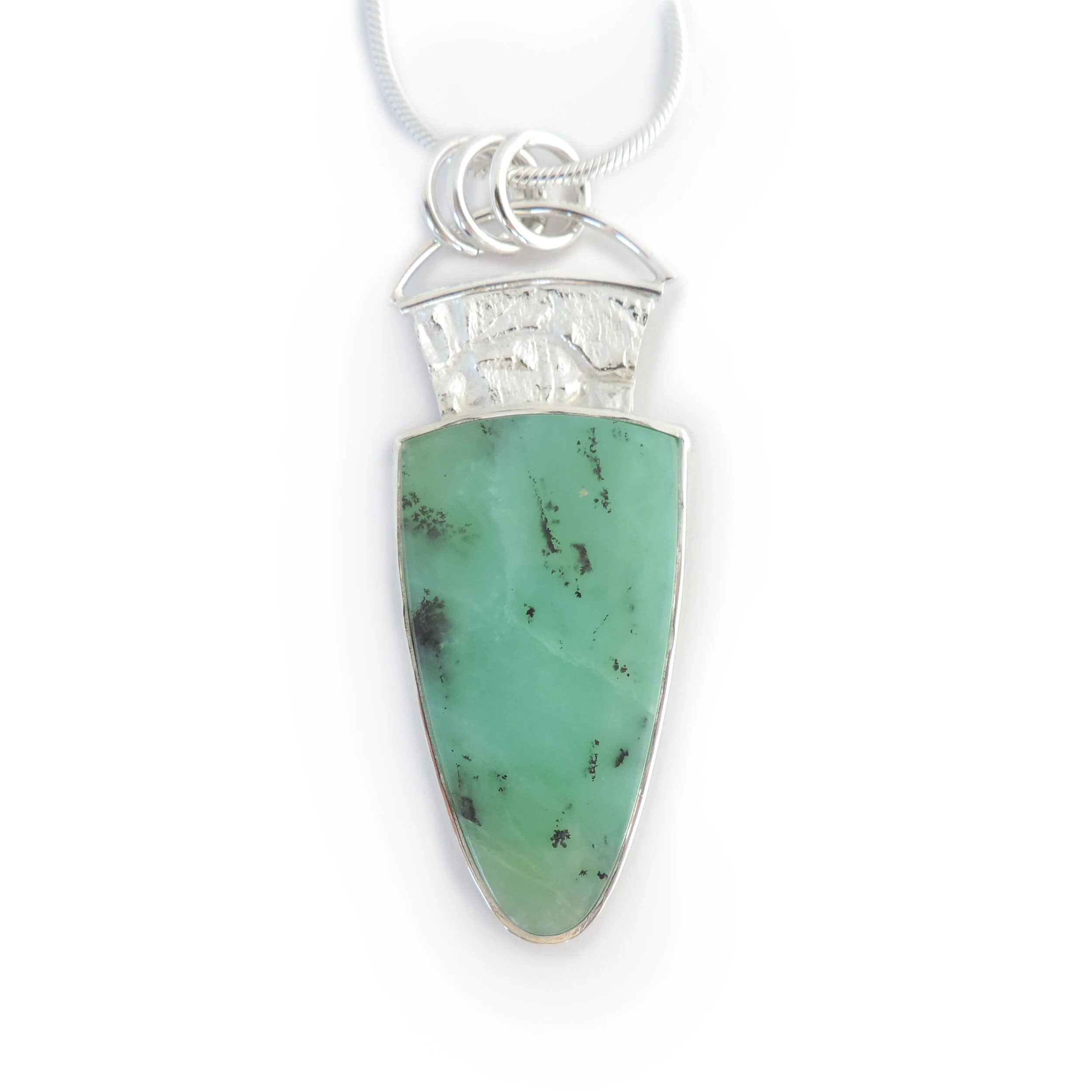 Chalcedony long drop with canyon texture pendant