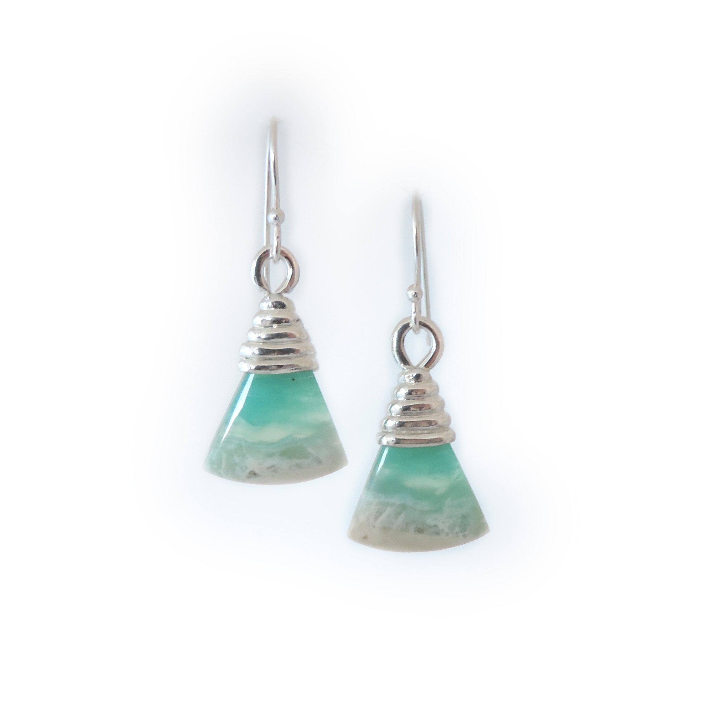 Opalized Wood fan earrings