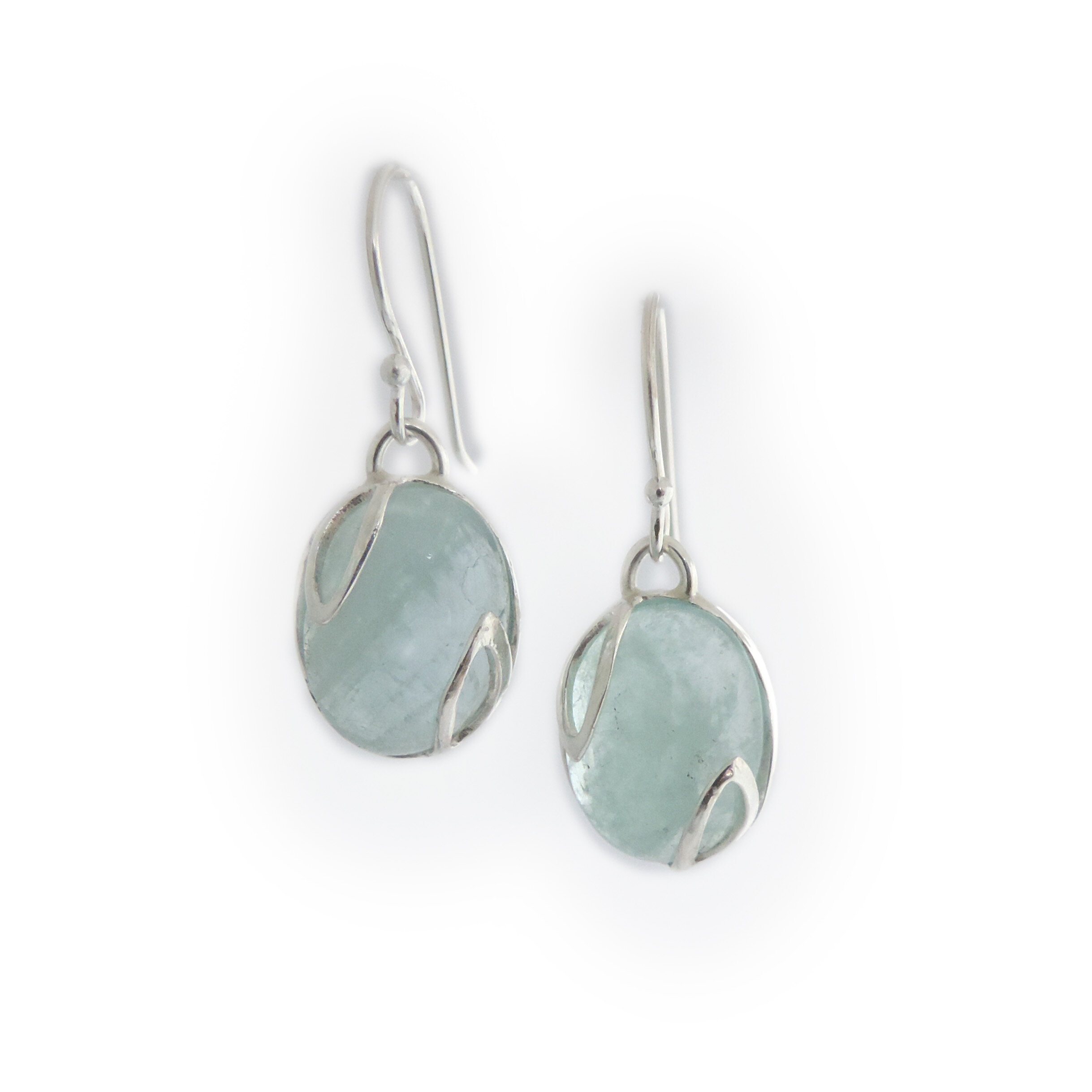 Aquamarine leaf earrings