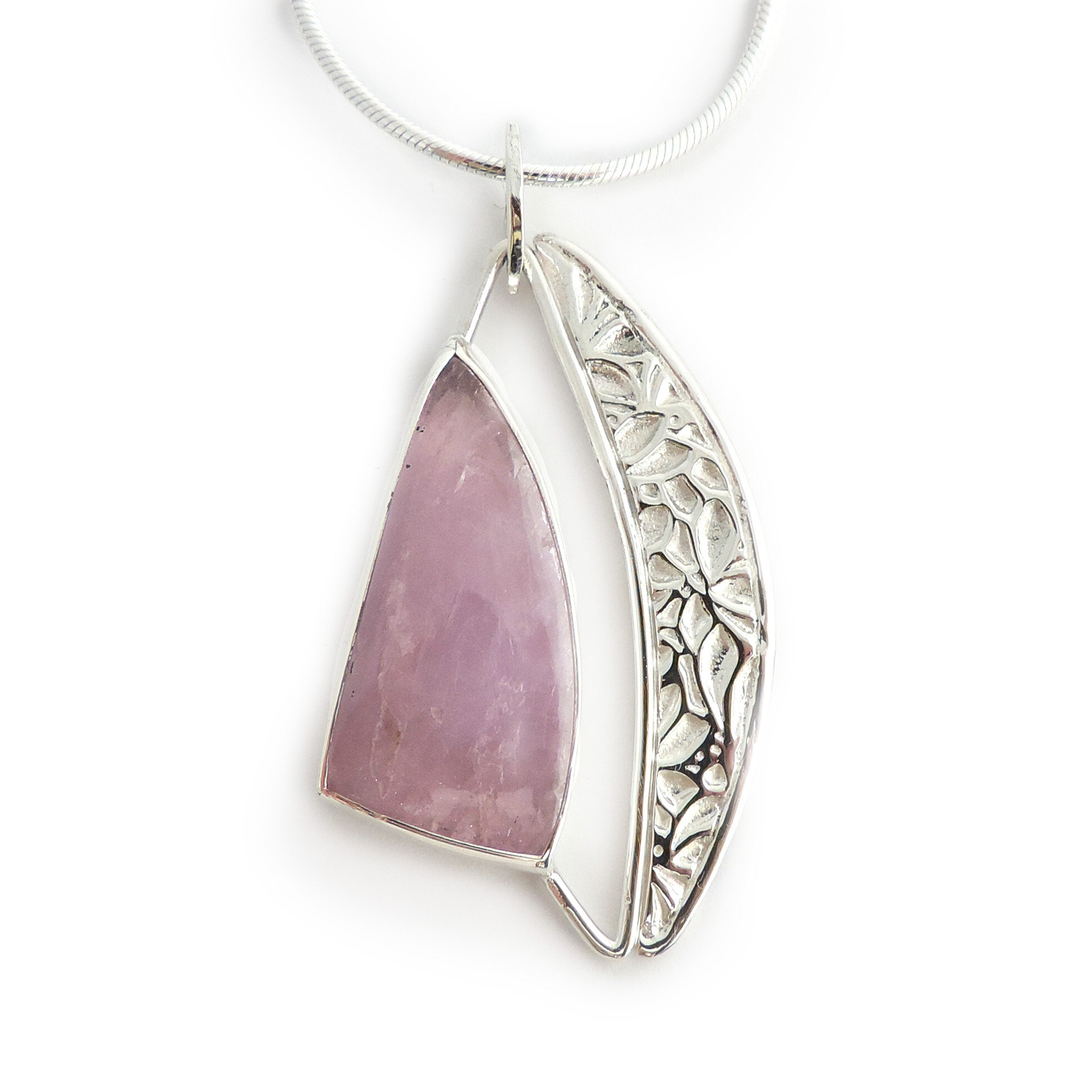 Kunzite Flower Textured Pendant