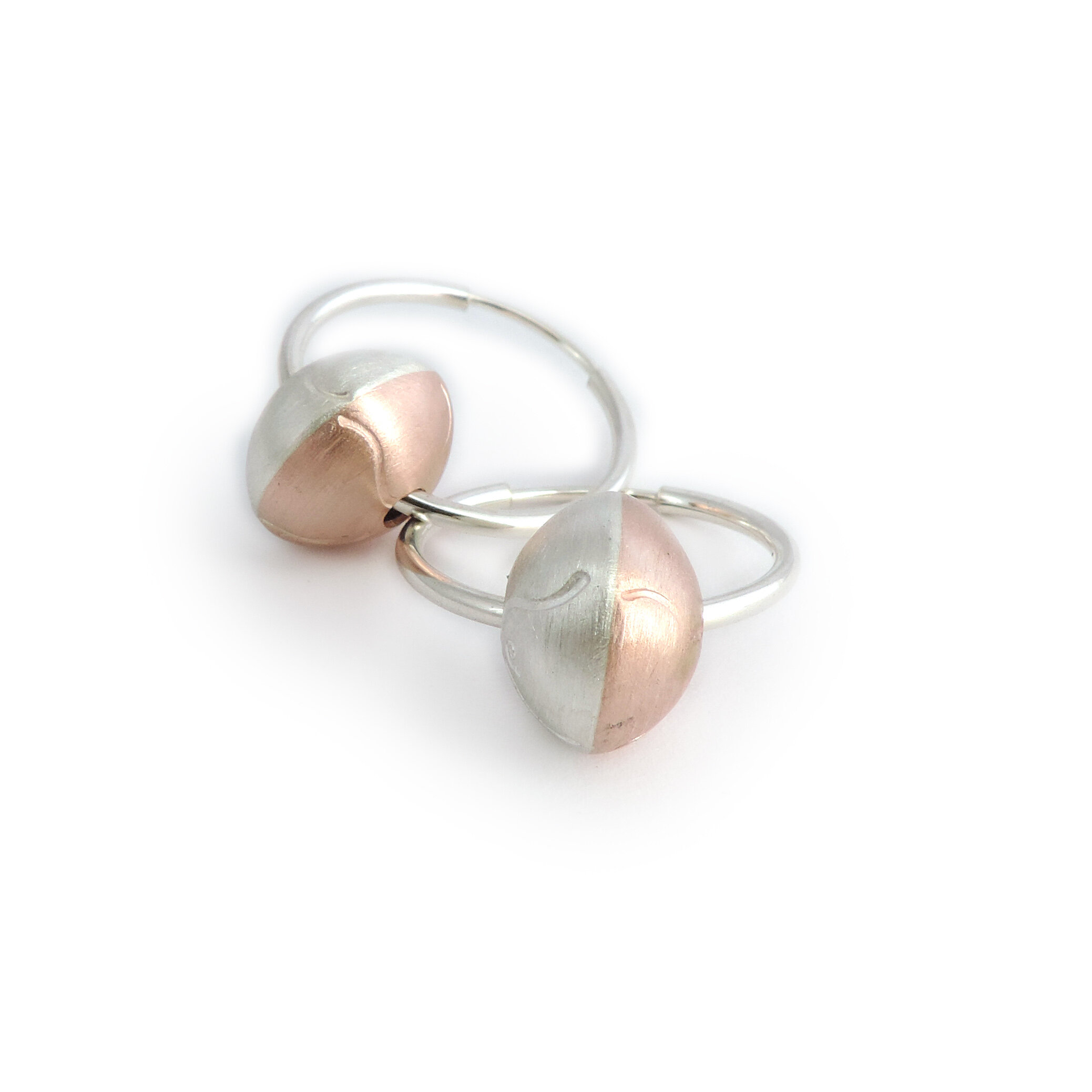 Rose Gold and Silver Handmade Bead earring