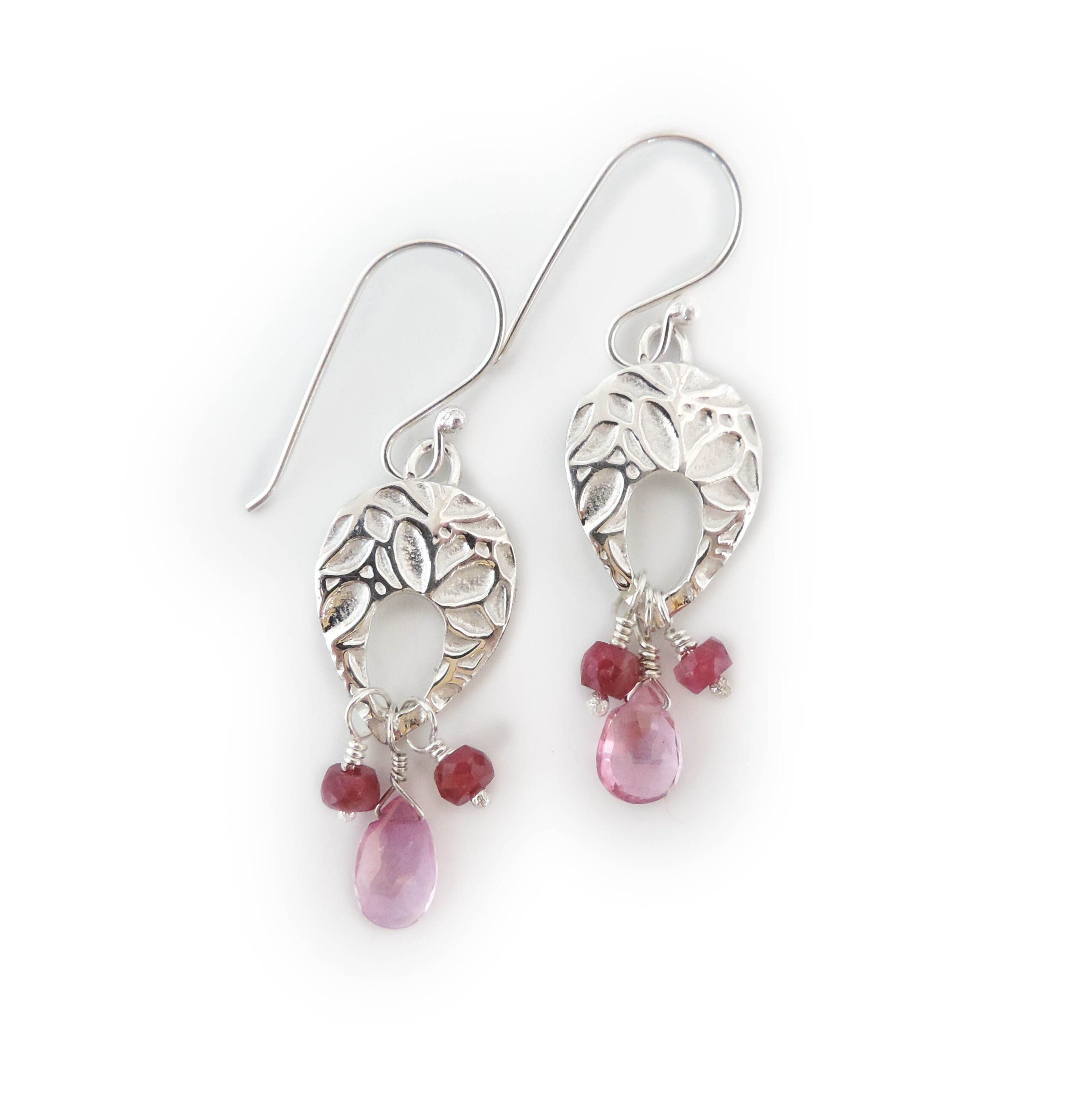 Iris Earring with Pink Topaz and Ruby