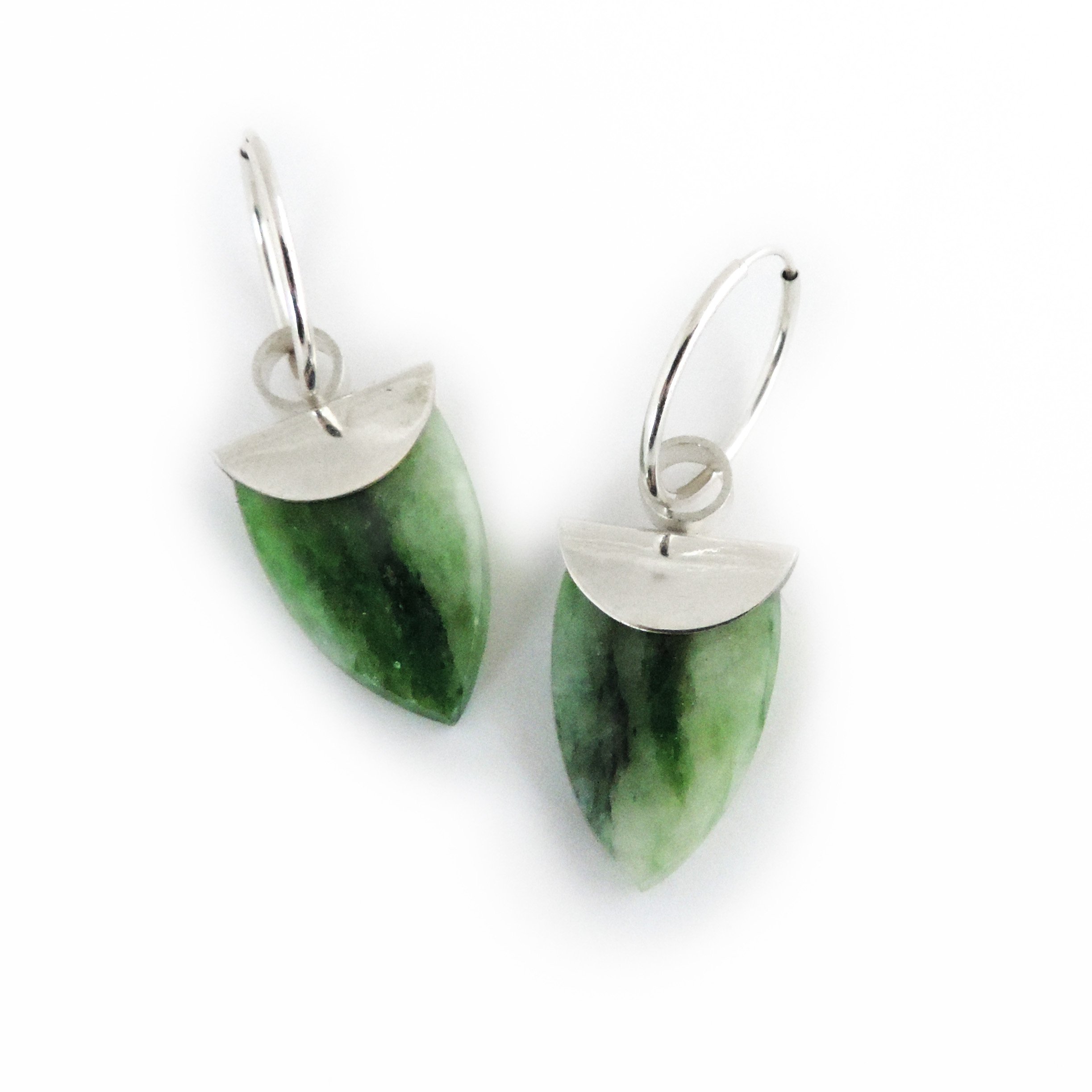 Chrome tremolite shield earrings