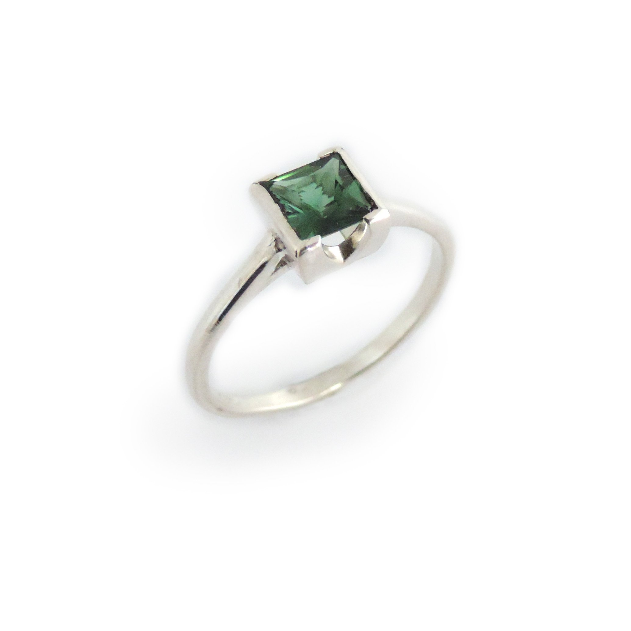 Princess cut tourmaline solitaire