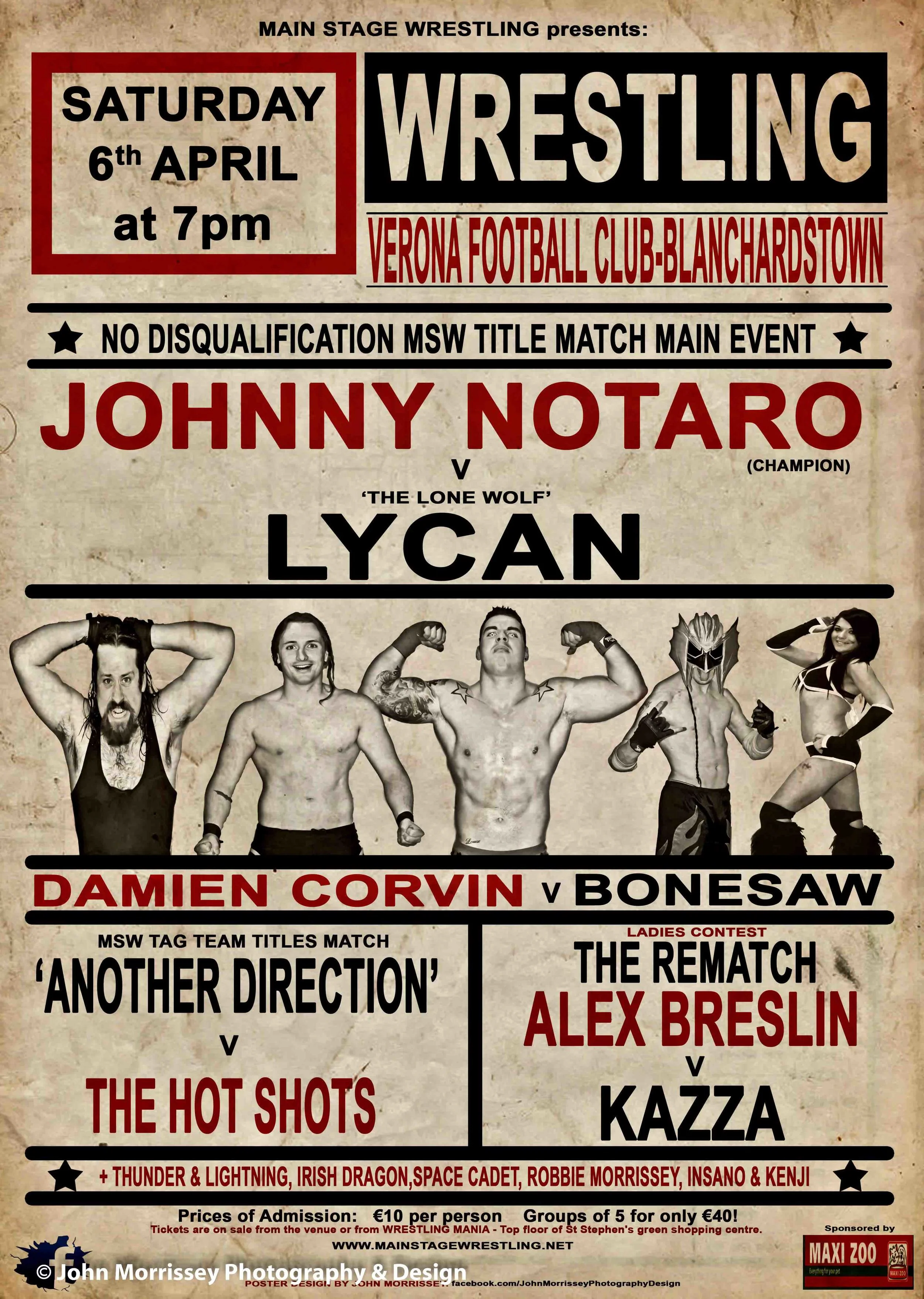 Main Stage Wrestling Vintage Show Poster.