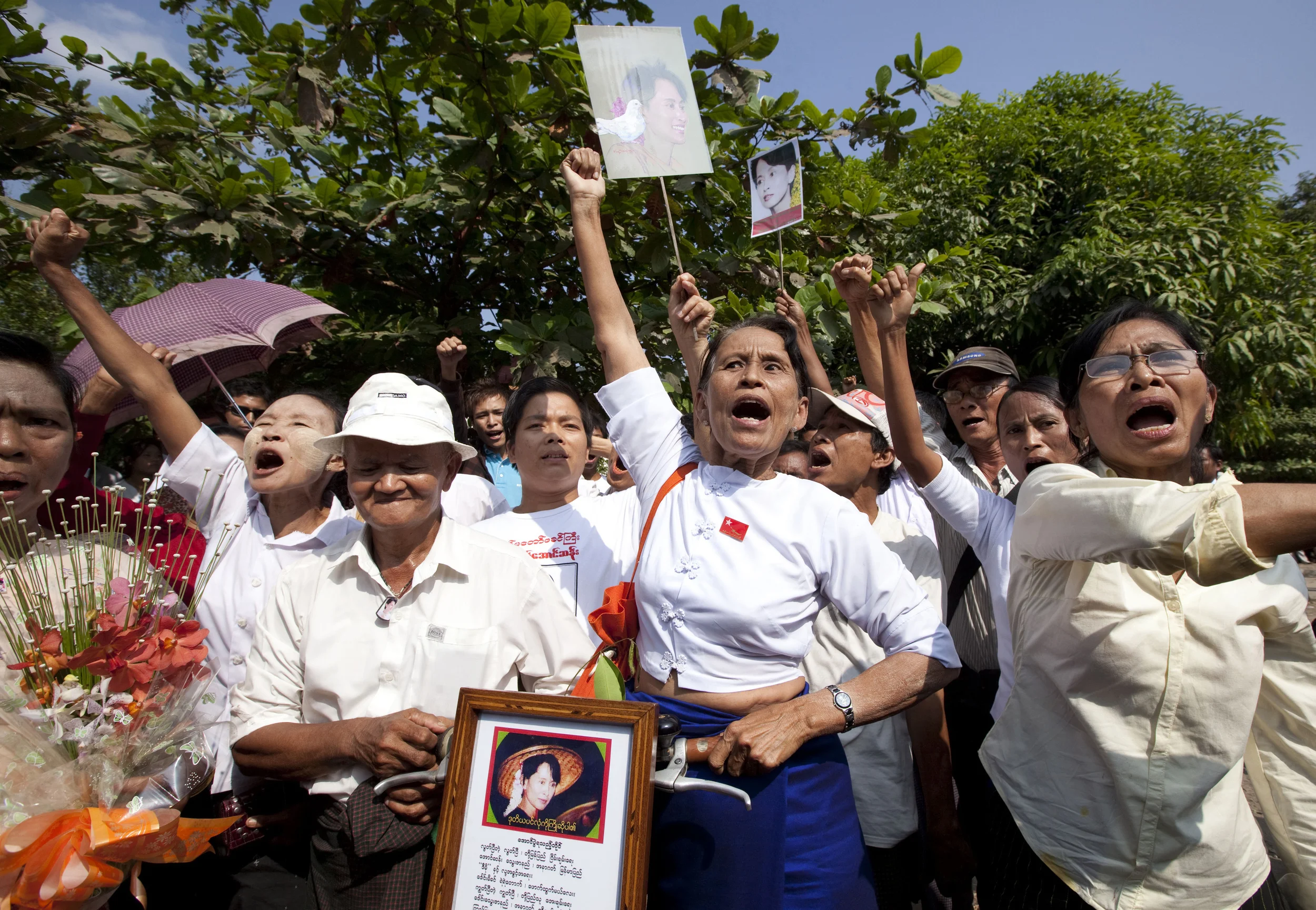 Aung San Suu Kyi supporters prior to her being released from 15 years of house arrest. Rangoon, 2010.