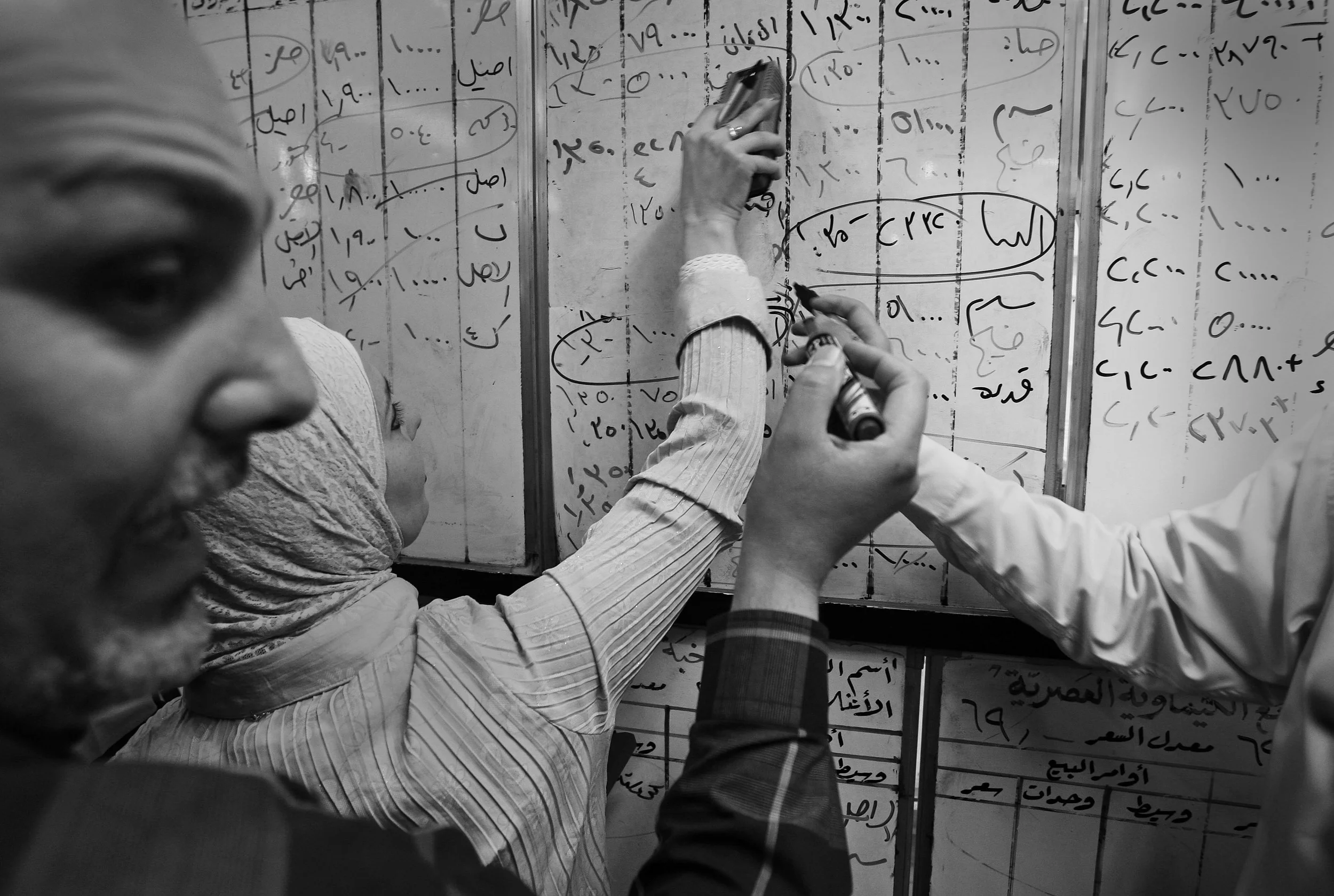 Brokers and staff at the Iraqi stock exchange in Baghdad, during a morning trading session. March, 2009.