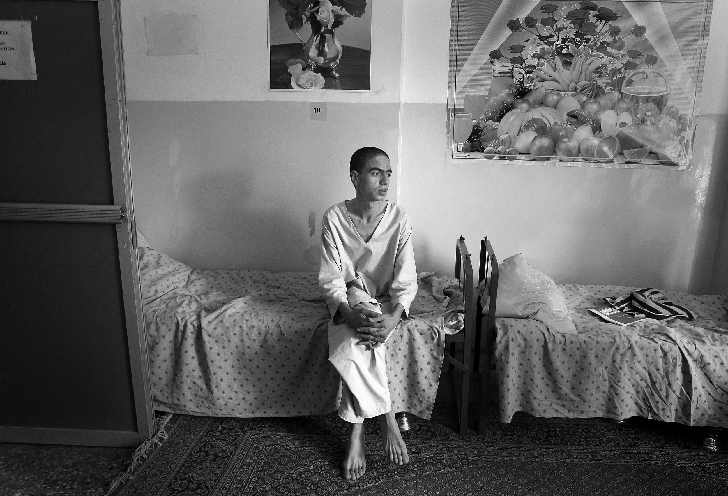  Recovering drug addict and former soldier, 'Massoud' in the Nejat clinic in Kabul, Afghanistan, where he is being cured of his addiction. &nbsp;September, 2009.   