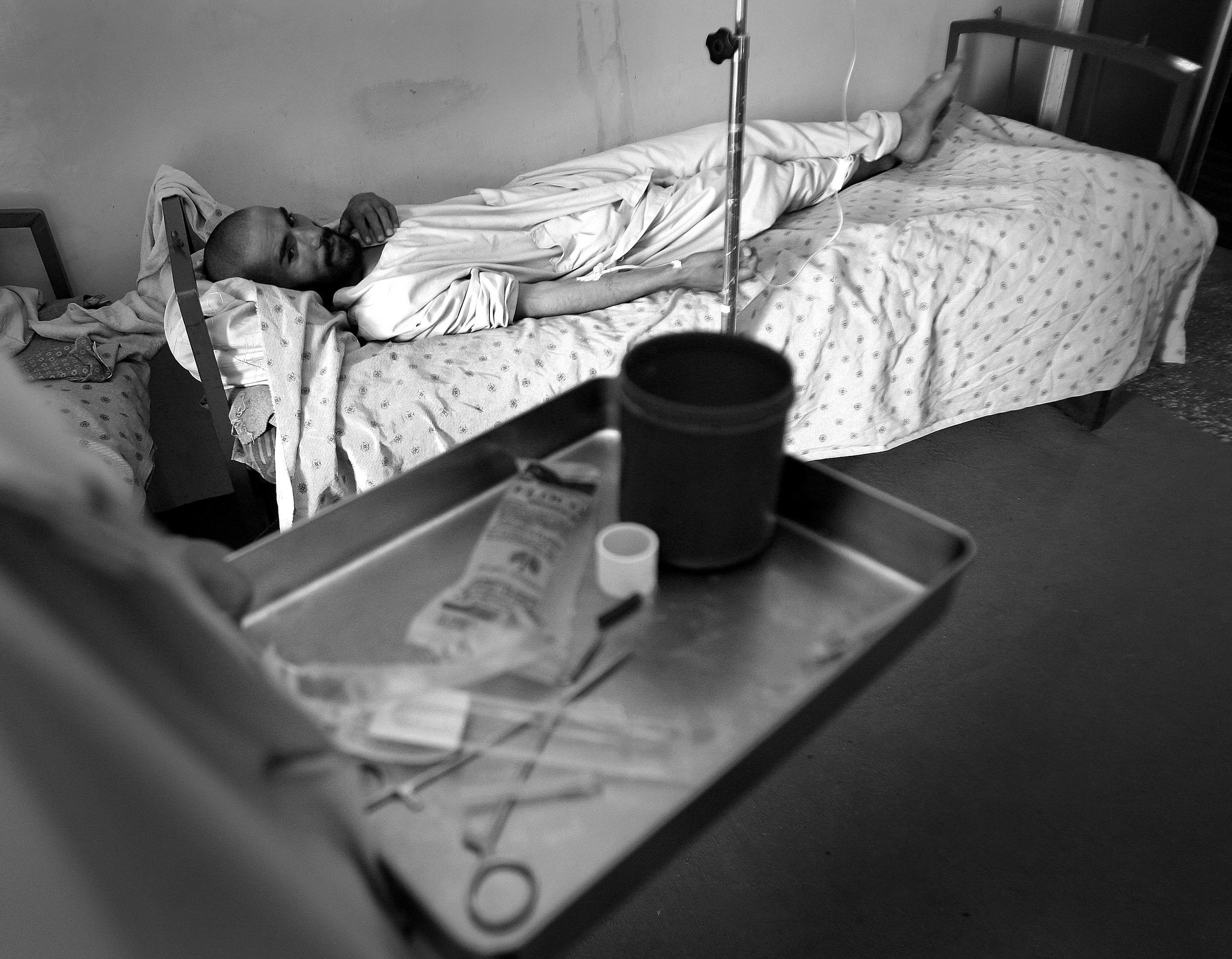  Recovering drug addict 'Asadullah' in the Nejat clinic in Kabul where he is being cured of his addiction and receiving medical attention. September, 2009. 