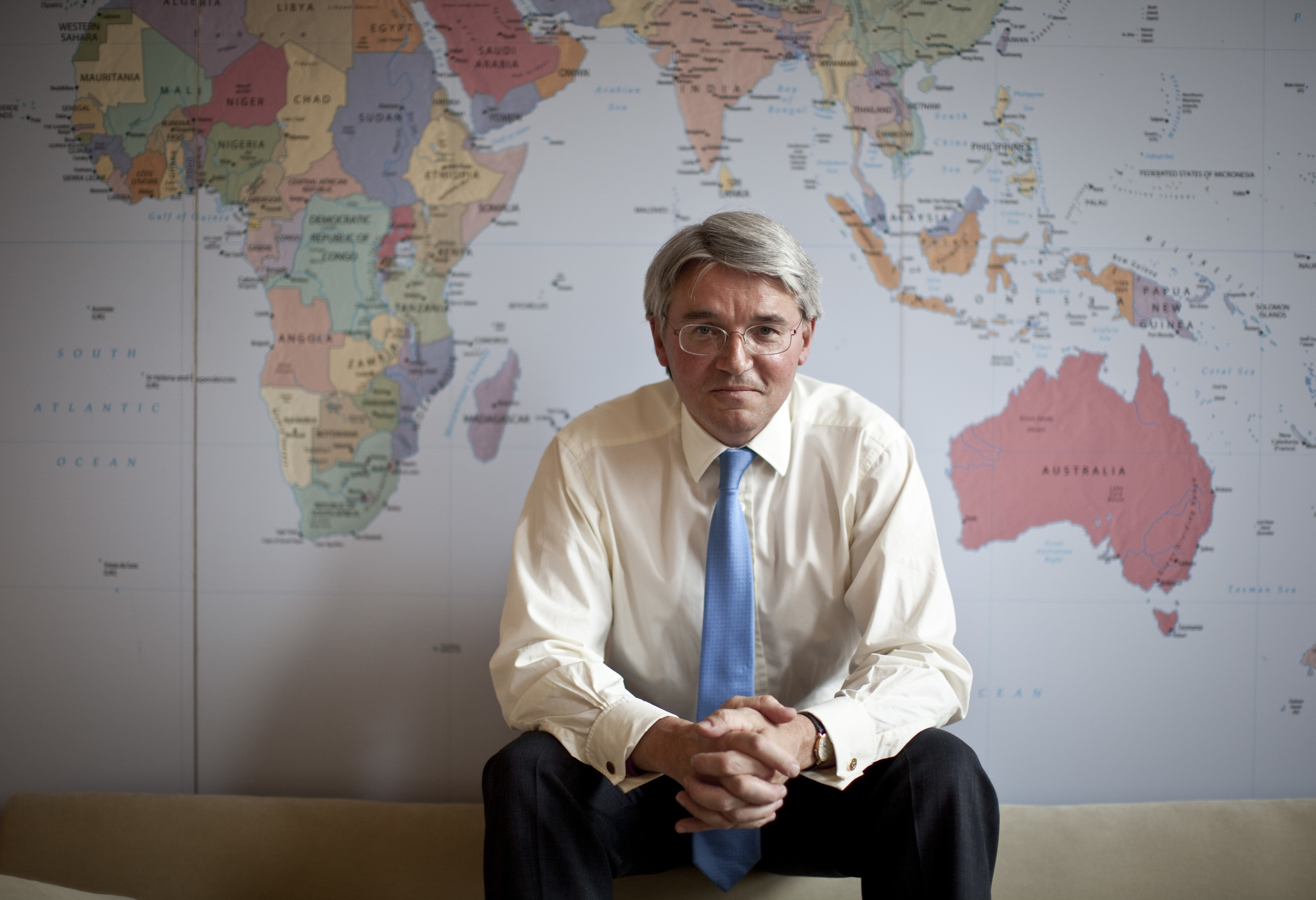 Politician Andrew Mitchell as International Development Secretary, London, 2011.