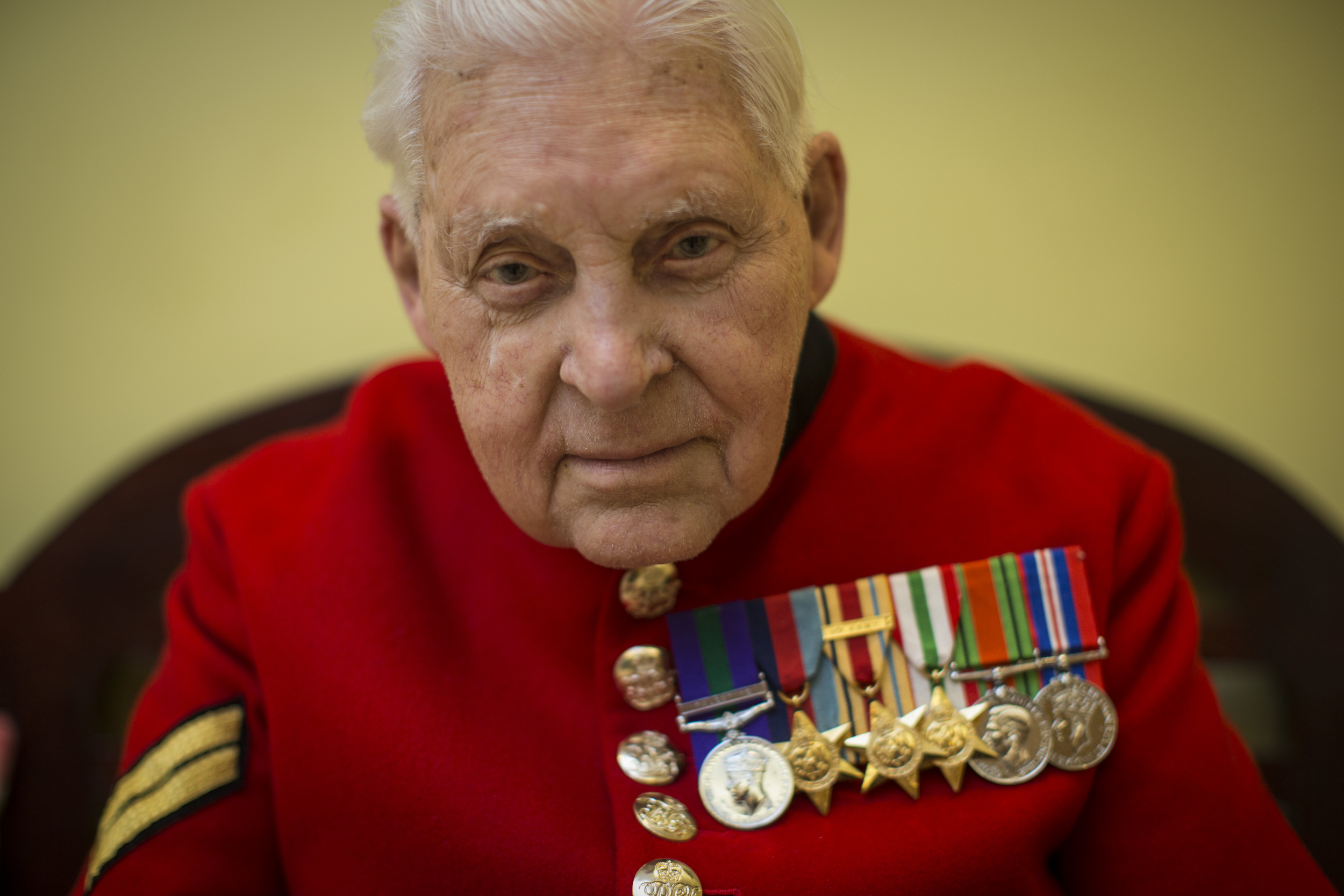  Chelsea Pensioner, Reginald Vanner, 94, Royal Hospital, London, 2014. 