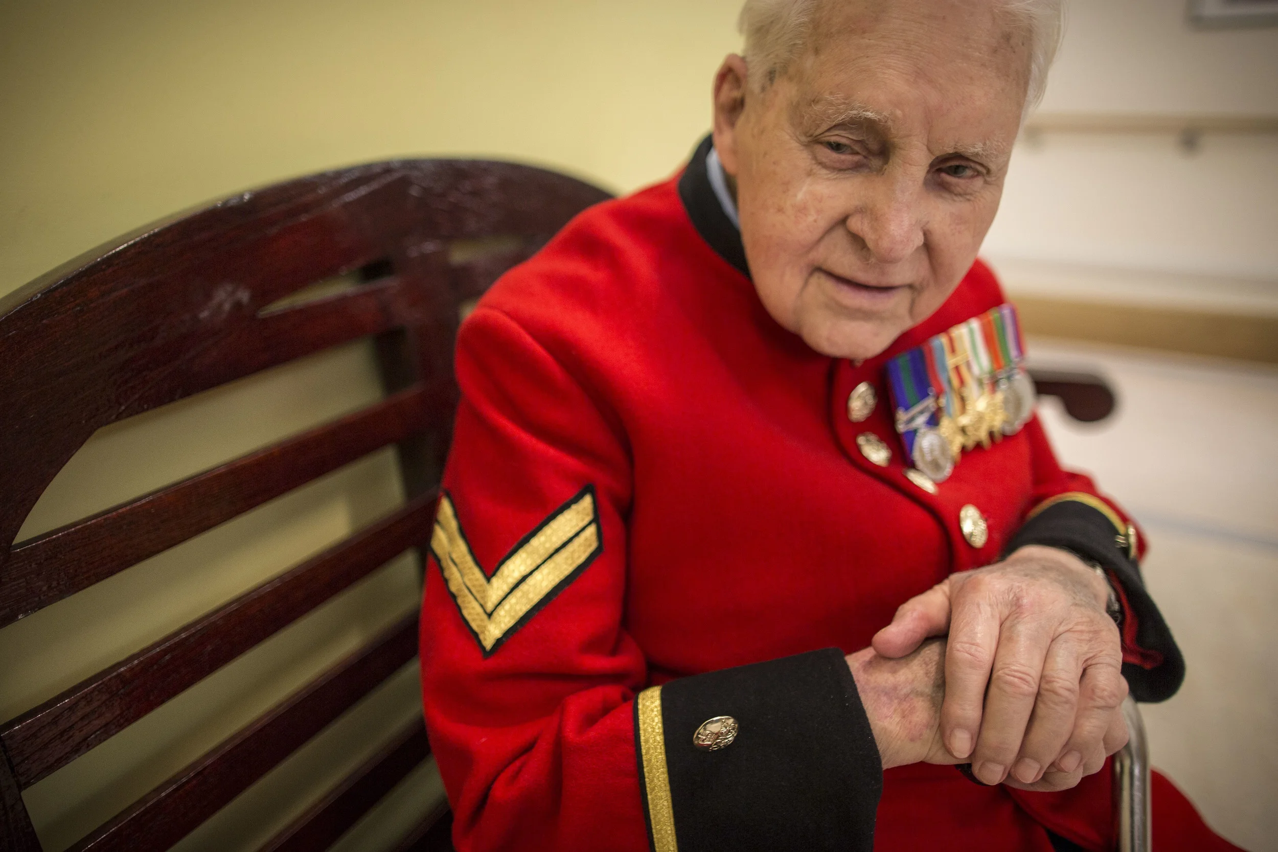  Chelsea Pensioner, Reginald Vanner, 94, Royal Hospital, London, 2014. 