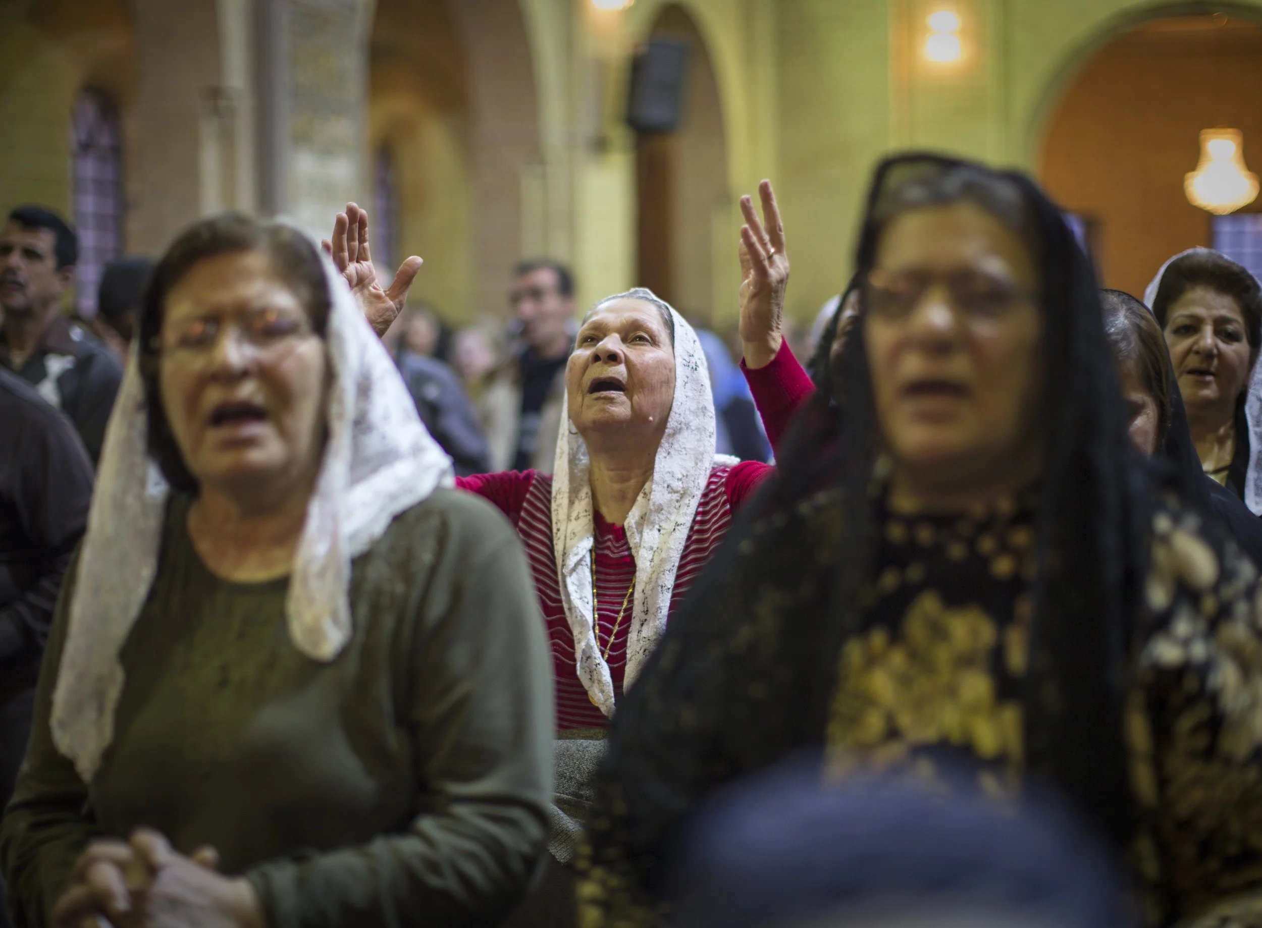  Christians pray at 'St. Joseph's' Anglican church in Baghdad, Iraq. The Christian population of Iraq has depleted dramatically in the past decade, with many leaving the country. &nbsp;March 2013. 
