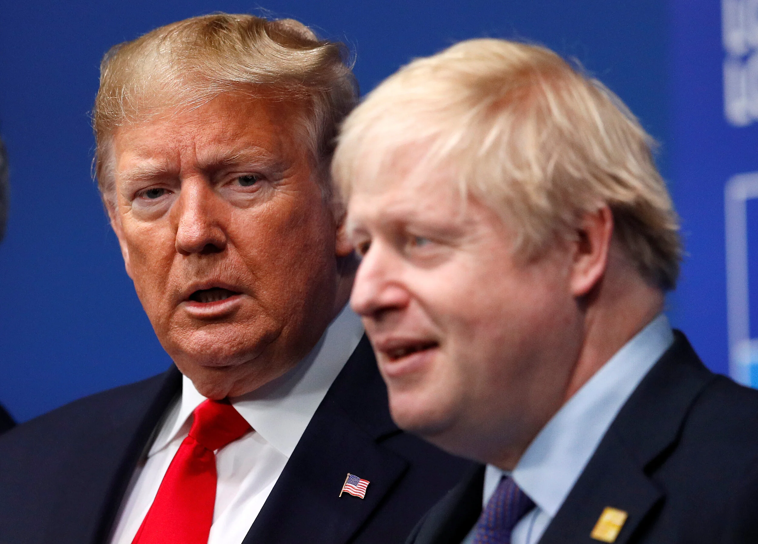  Britain's Prime Minister Boris Johnson welcomes U.S. President Donald Trump at the NATO leaders summit in Watford, Britain December 4, 2019 