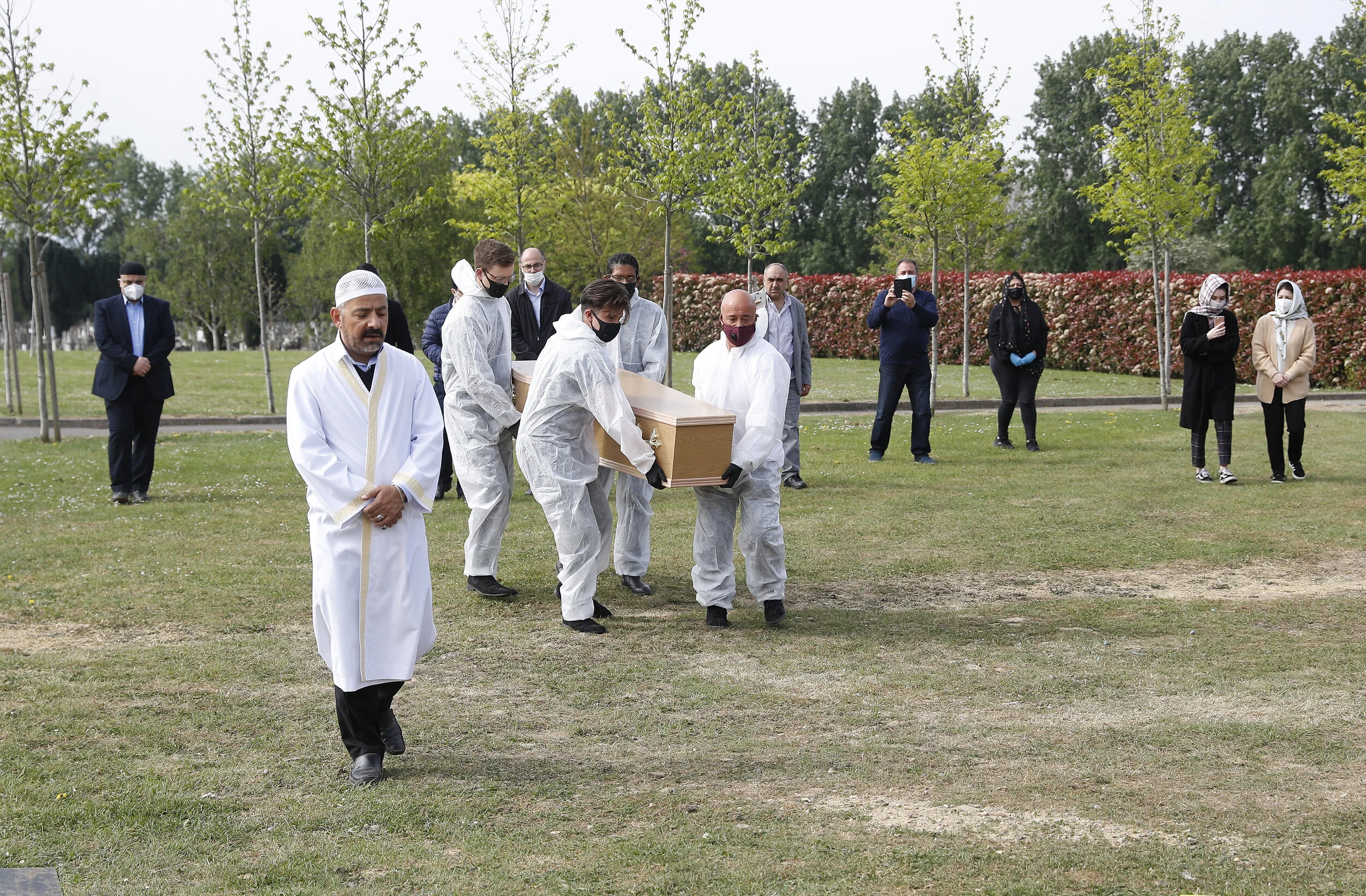  The funeral of COVID-19 victim Ozcan Aygin takes place at Chadwell Heath cemetery as the spread of the coronavirus disease (COVID-19) continues, in Romford, Britain, April 27, 2020 