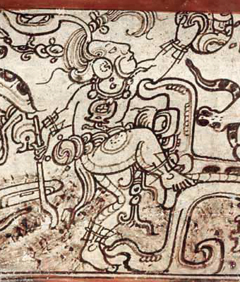 Chahk detail from a Codex style vessel in the Metropolitan Museum of Art. This particular variant is known as Chak Xib Chahk