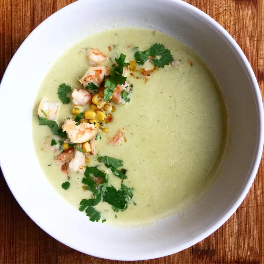 Fire Roasted Poblano, Corn and Shrimp Chowder
