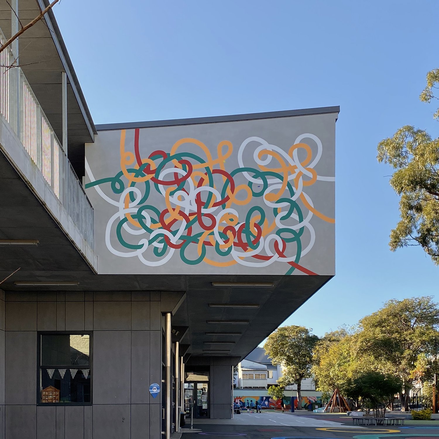   Bourke Street Tangle Painting  2020 Synthetic polymer paint on wall Bourke Street Public School, Sydney   