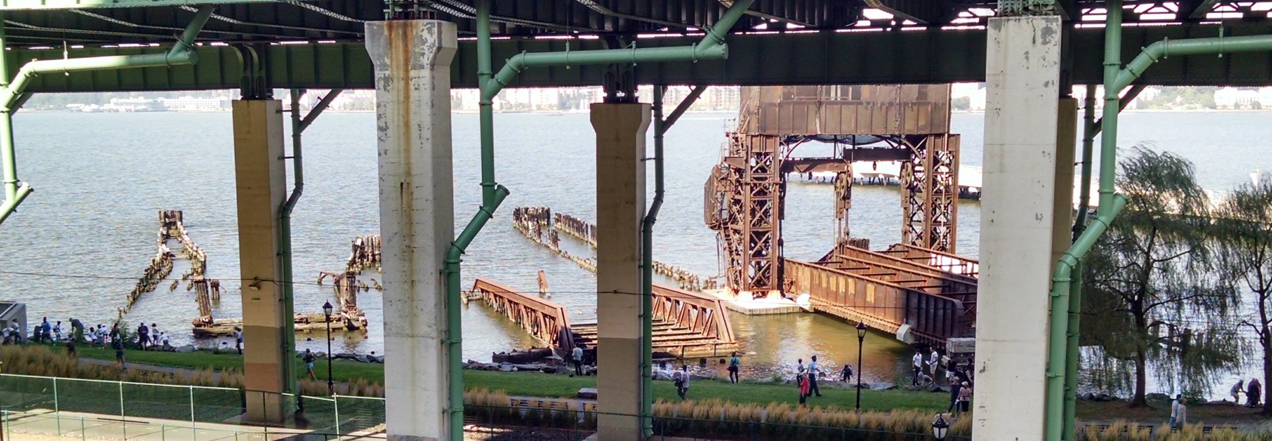 Volunteers pick up water pollution at Pier I in New York City
