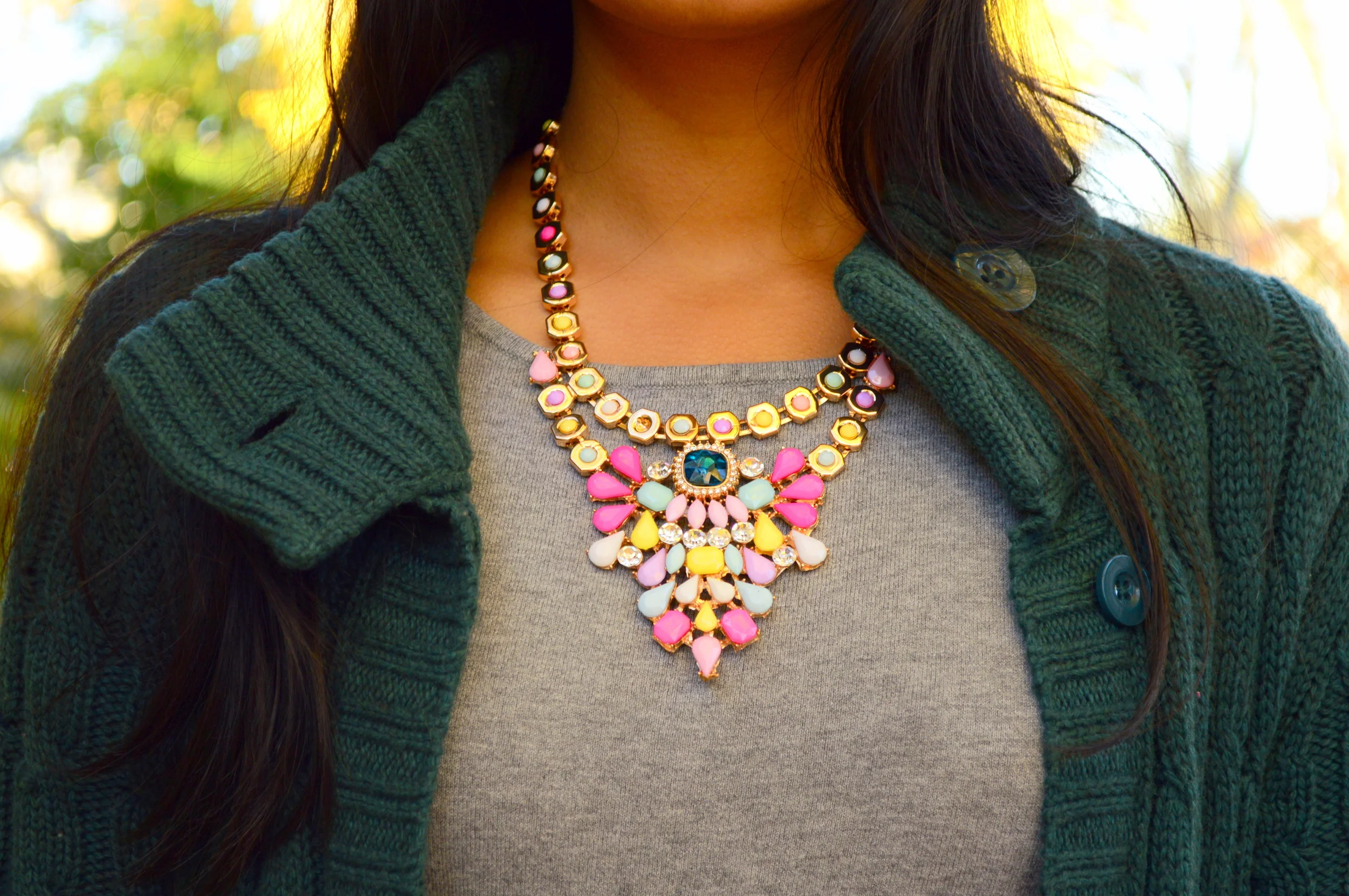 Cozy Chic: Duster Cardigan + Statement Necklace