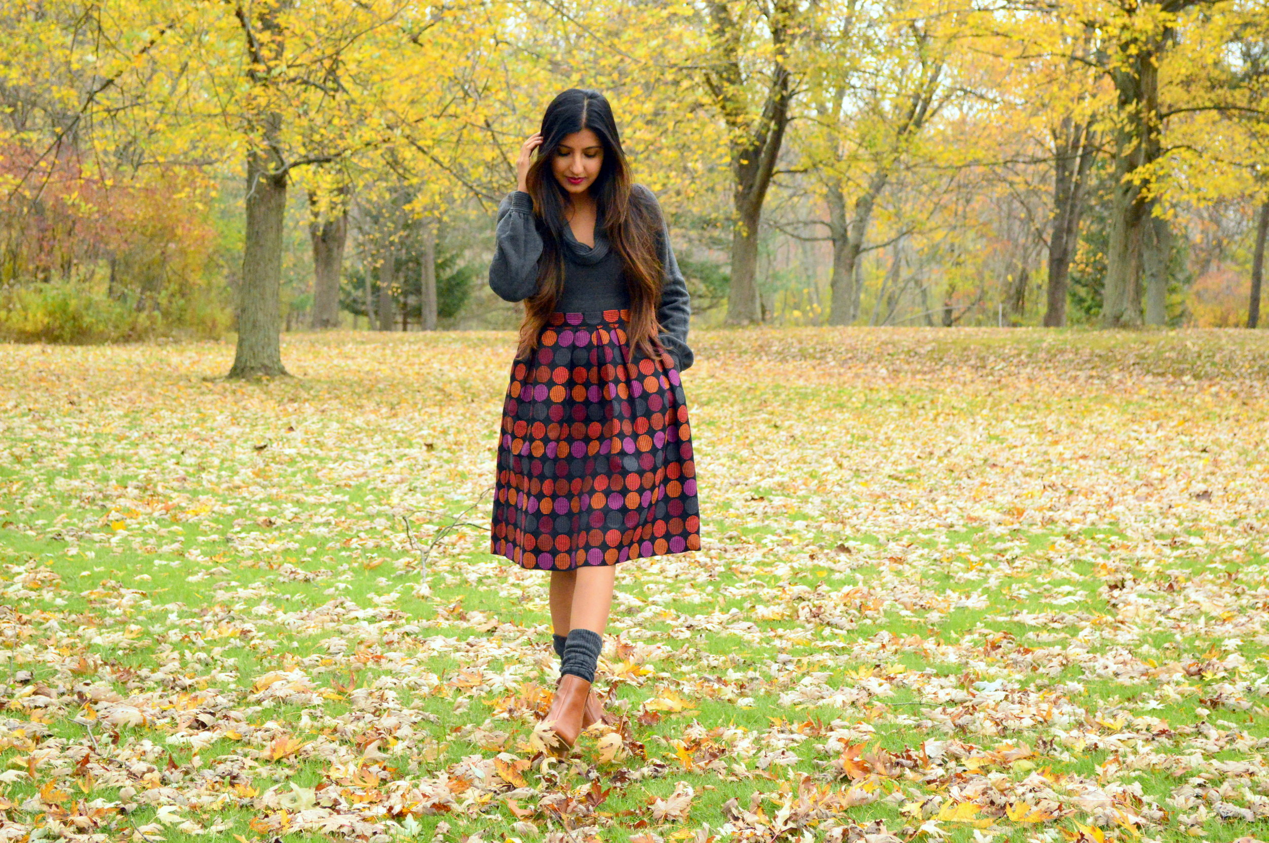 Polka Dot Midi Skirt