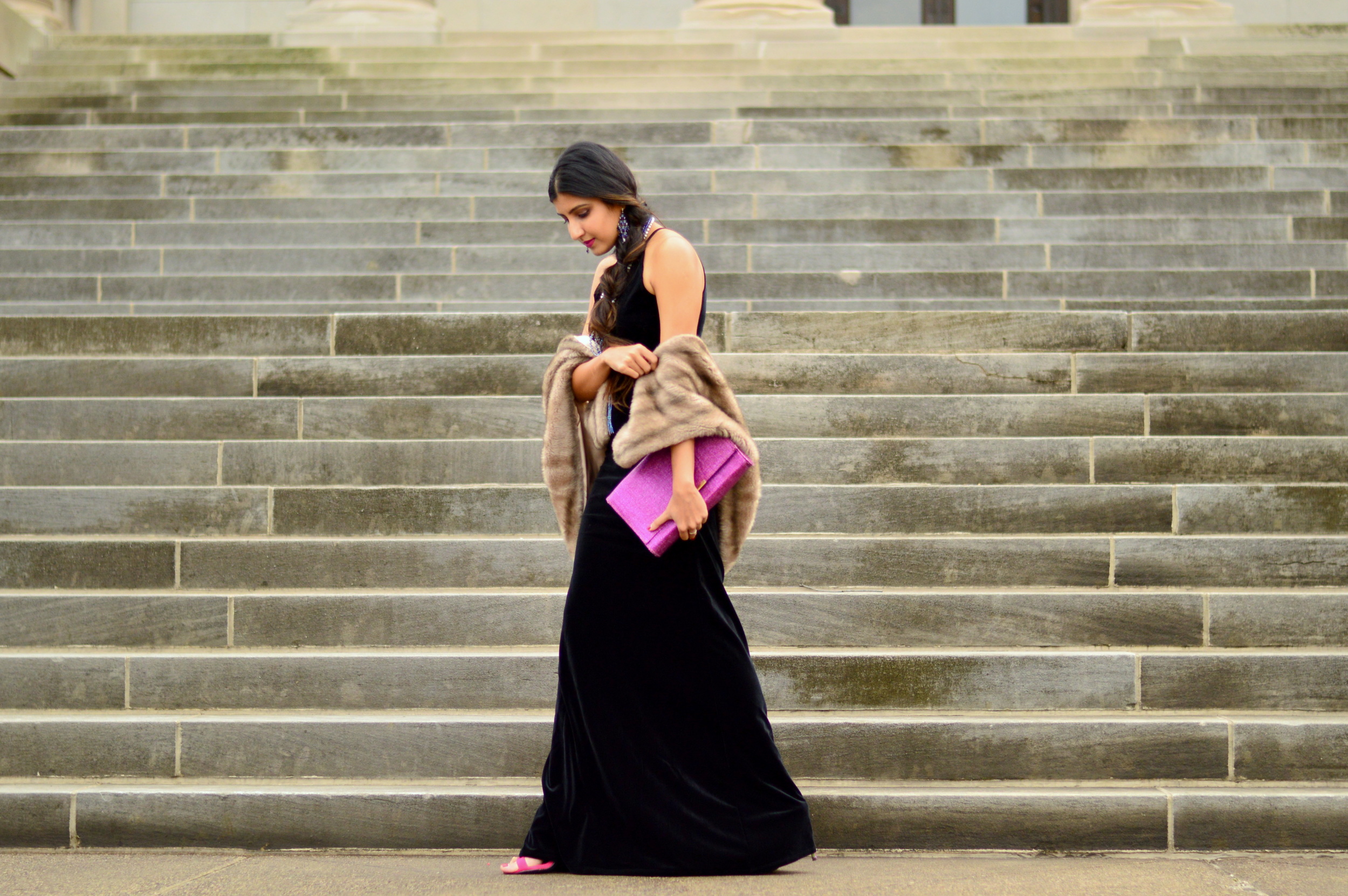 Black velvet maxi dress-NYE outfit 5