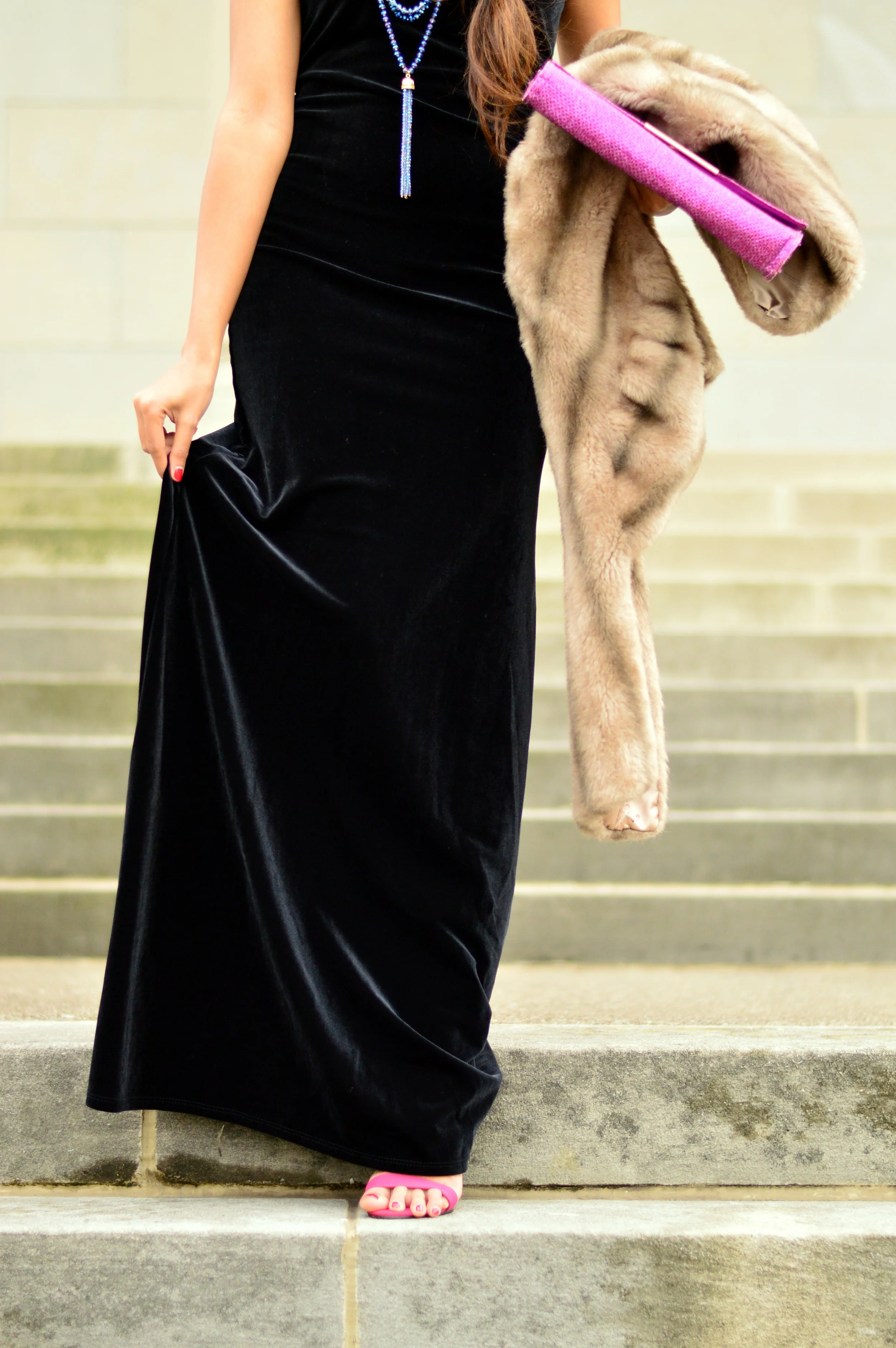 Black velvet maxi dress-NYE outfit 7