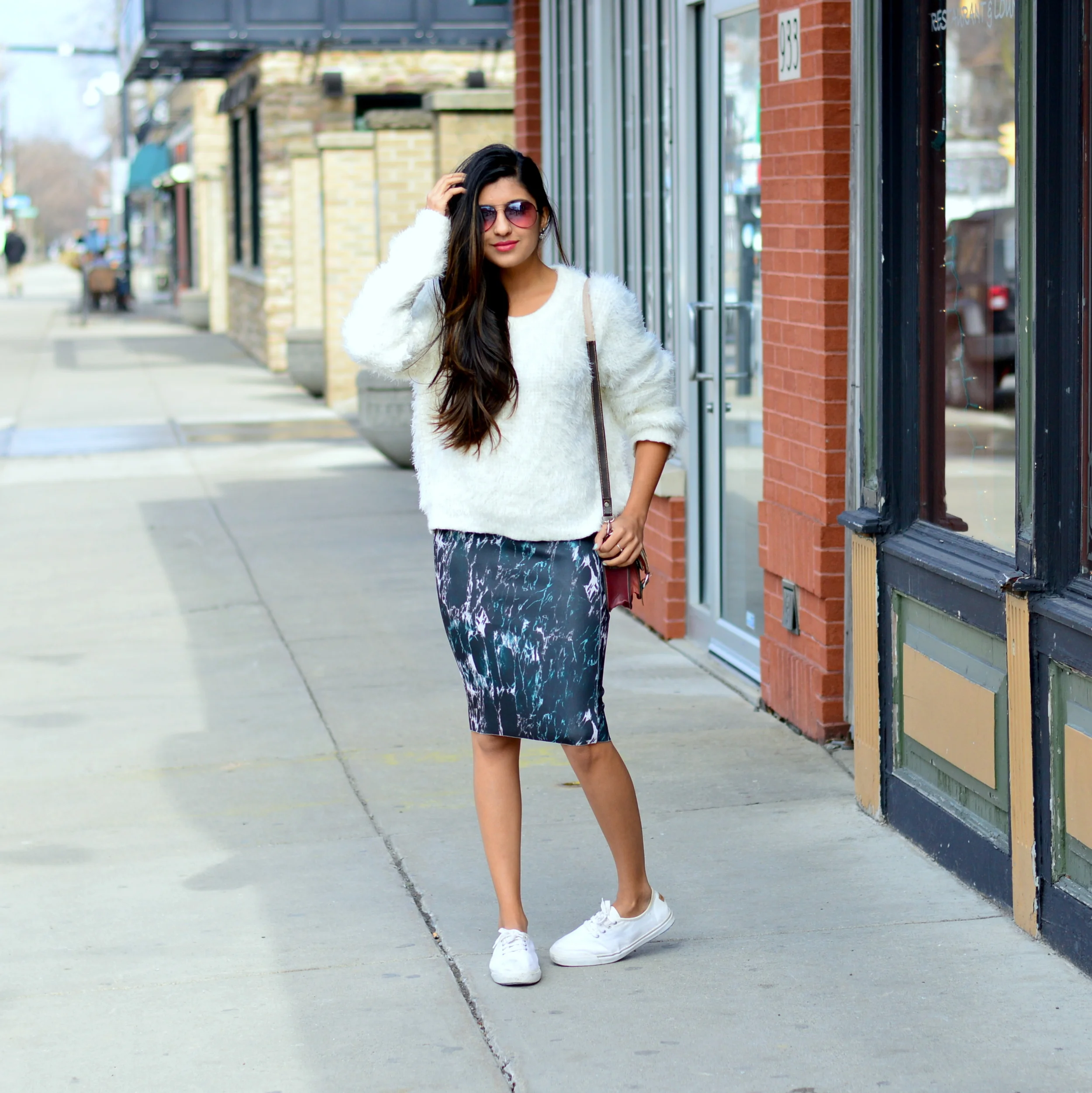 todayful Marble Pencil Skirt ＆ Shirts-