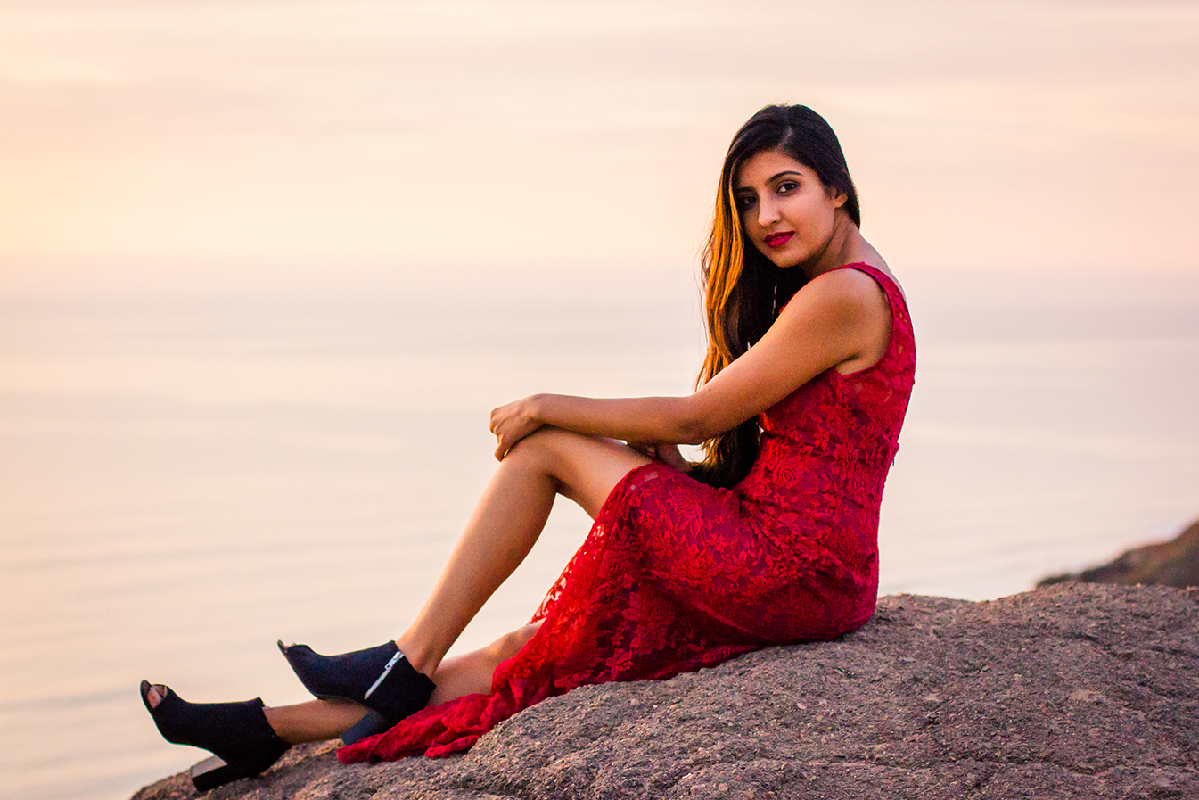 Red Lace Dress: La Jolla, San Diego
