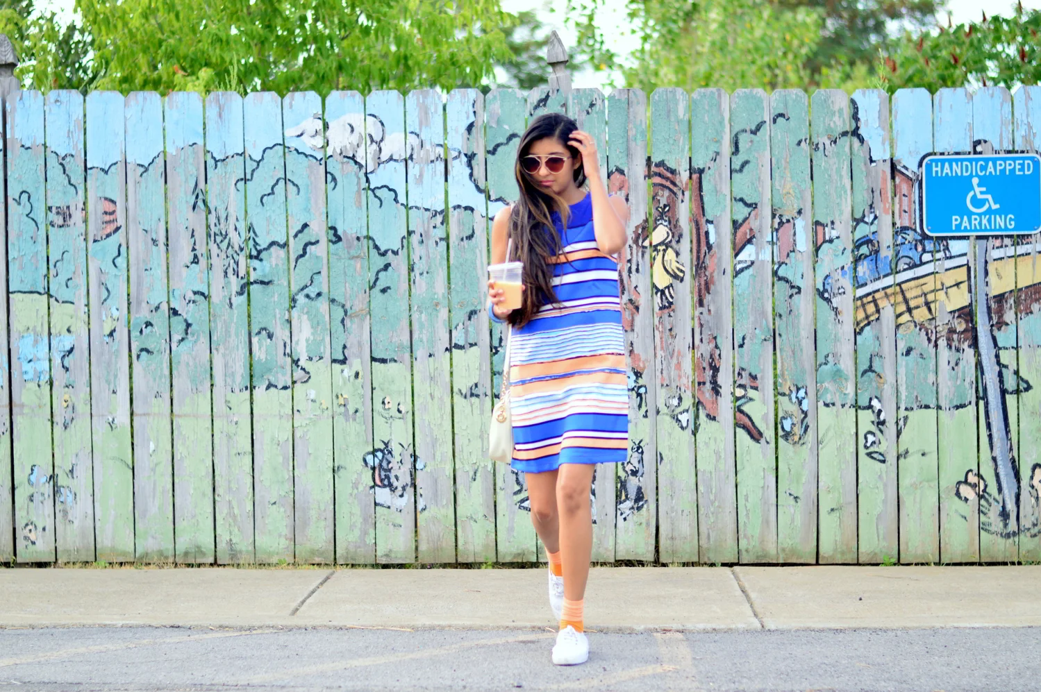 Striped Lace-Up Dress 