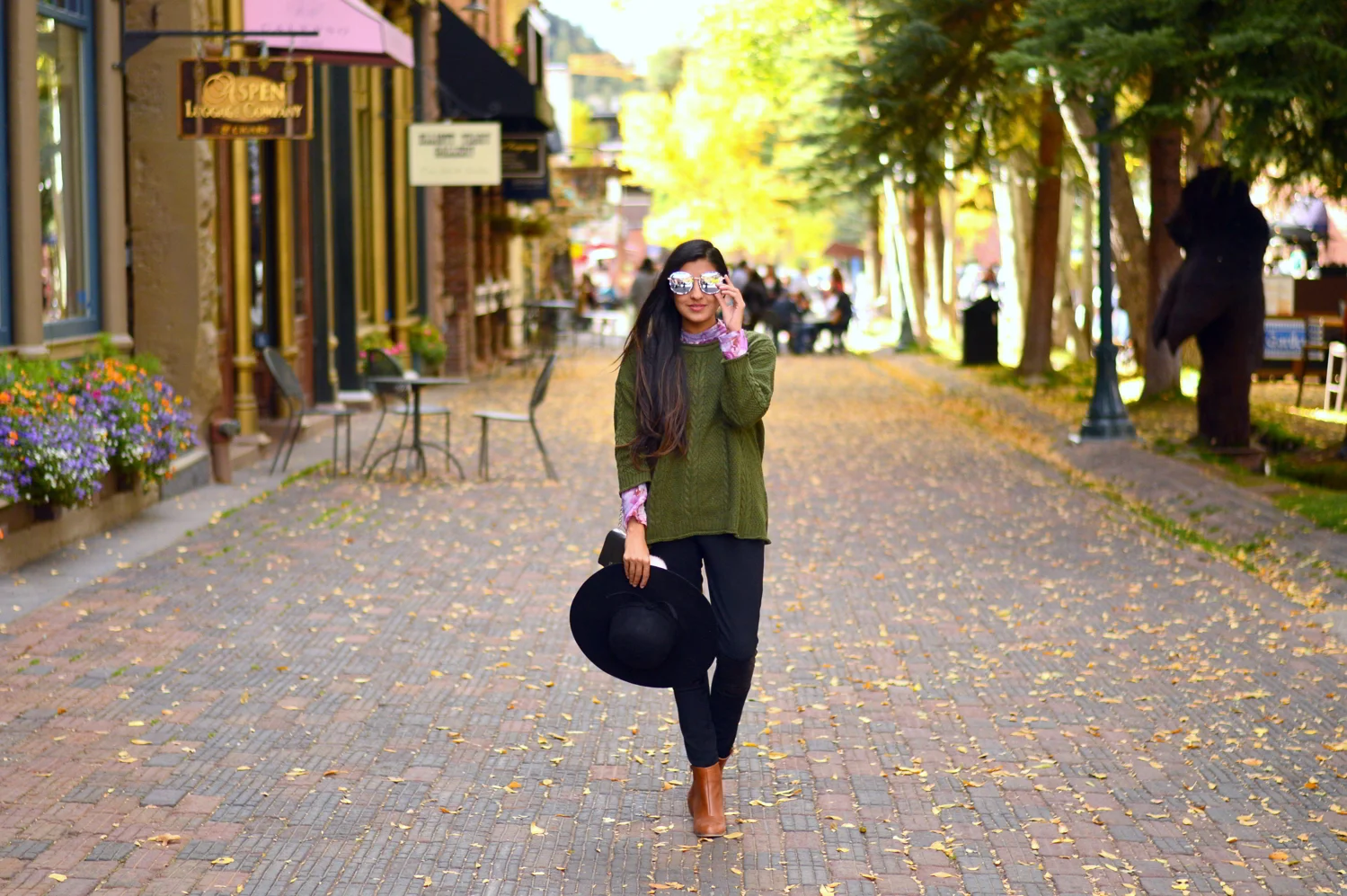 Olive Cableknit + Moto Leggings: Aspen, Colorado