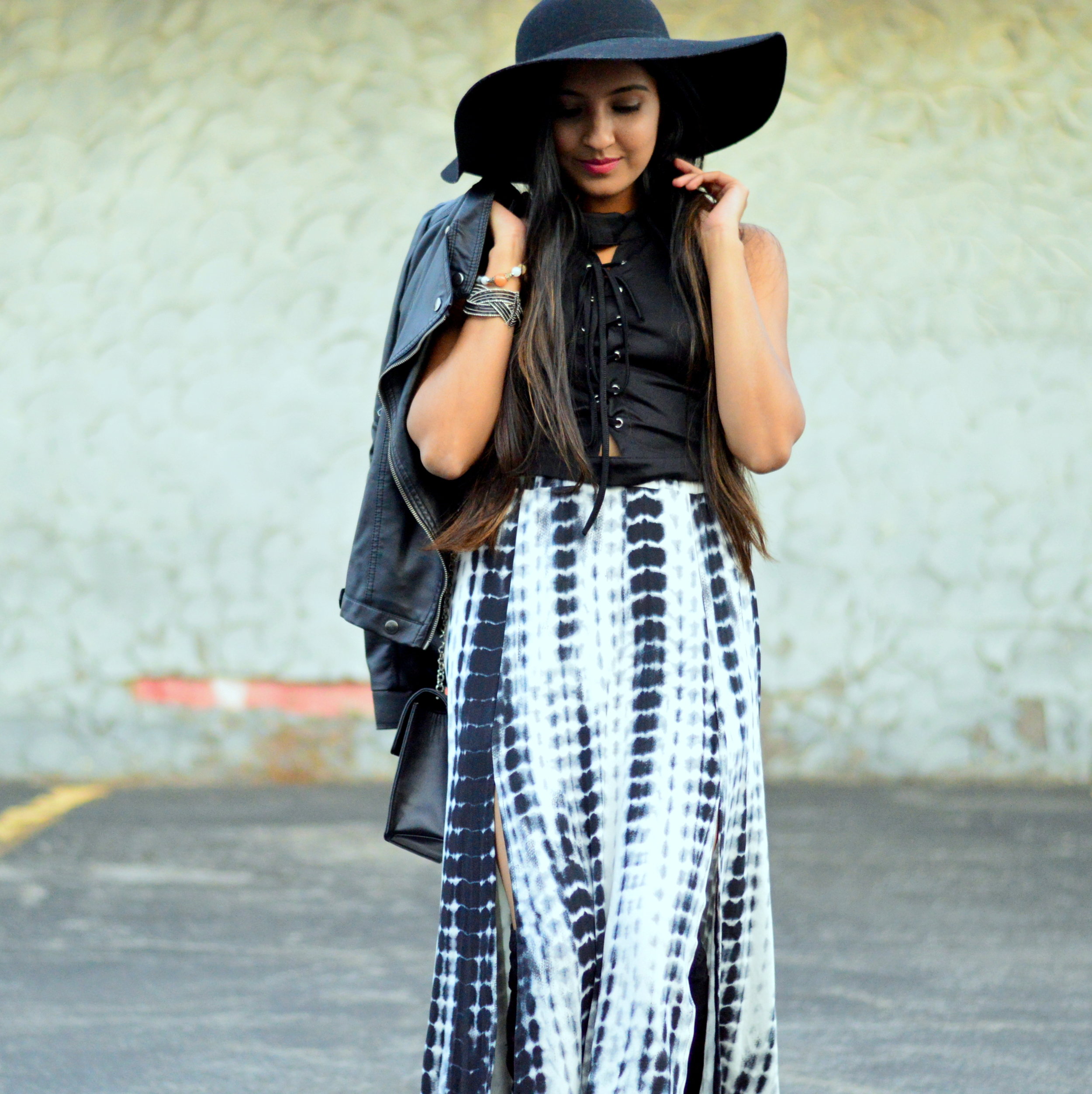 Moody Bohemian: Lace-up Crop Top + Tie-Dye Skirt — Miss Minus Sized