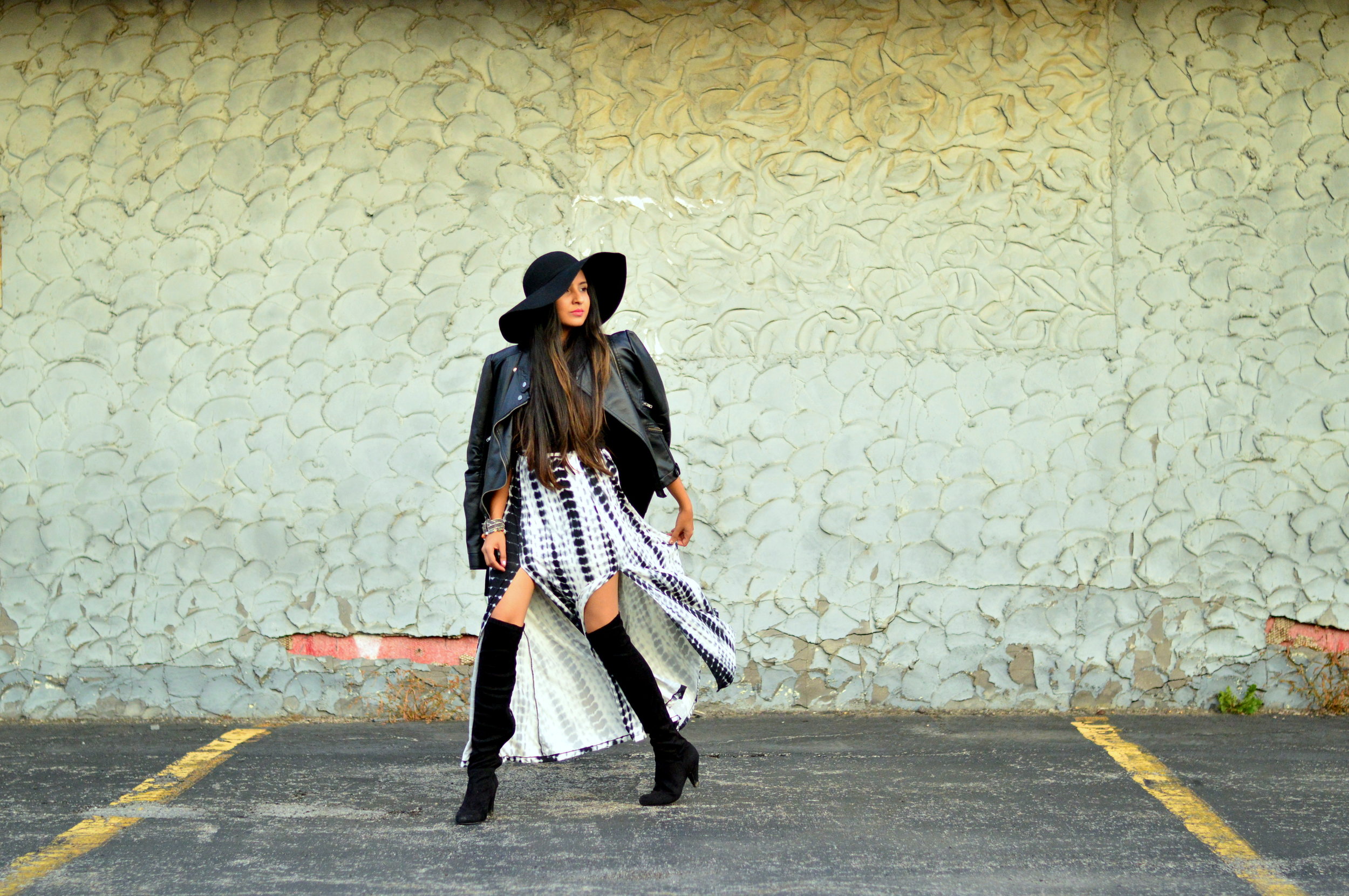 Moody Bohemian: Lace-up Crop Top + Tie-Dye Skirt