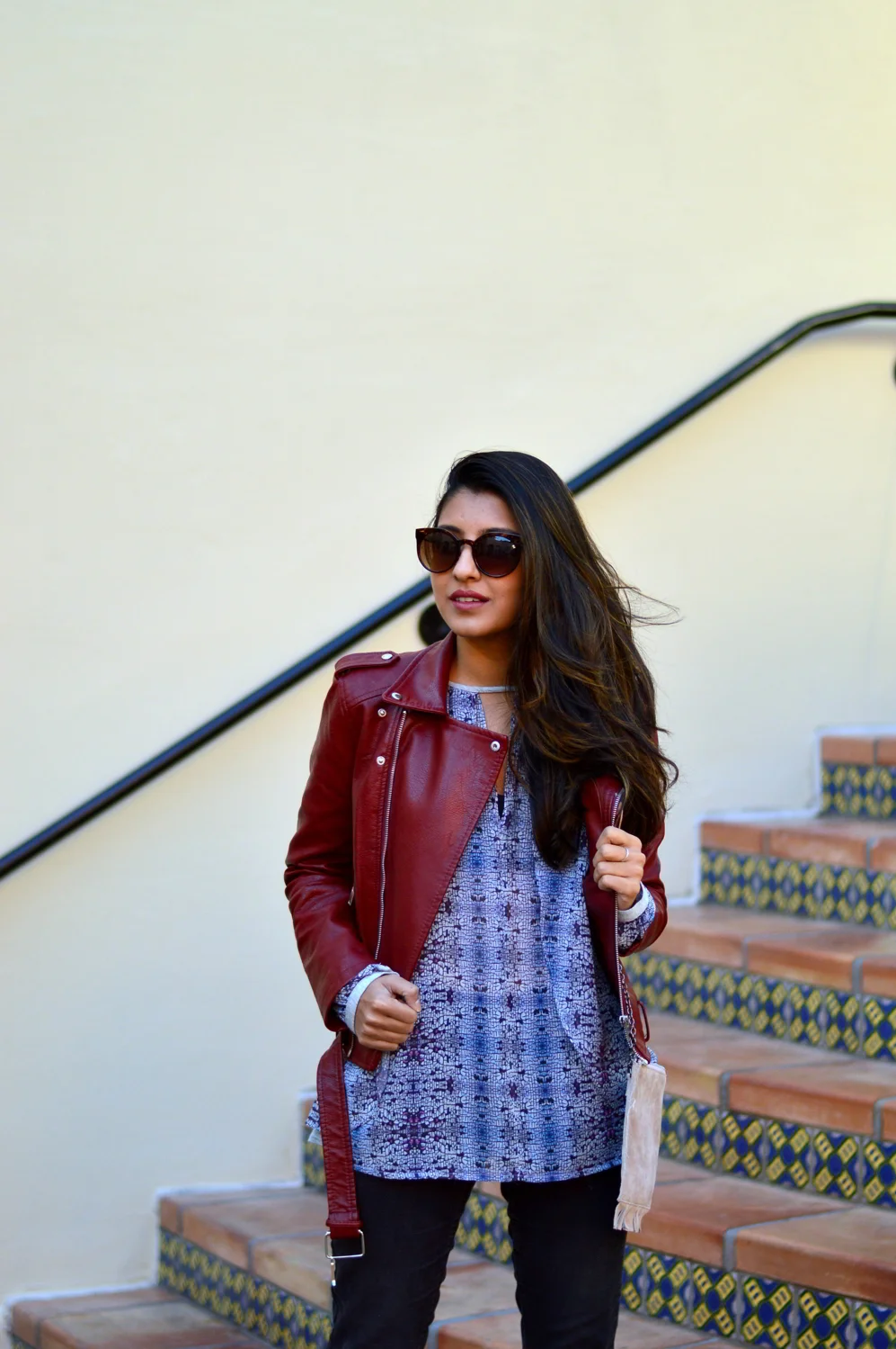 Burgundy (faux) Leather Jacket 