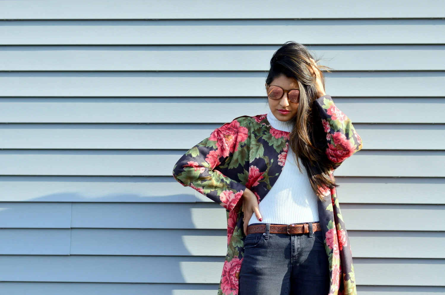(faux) Suede Floral Coat