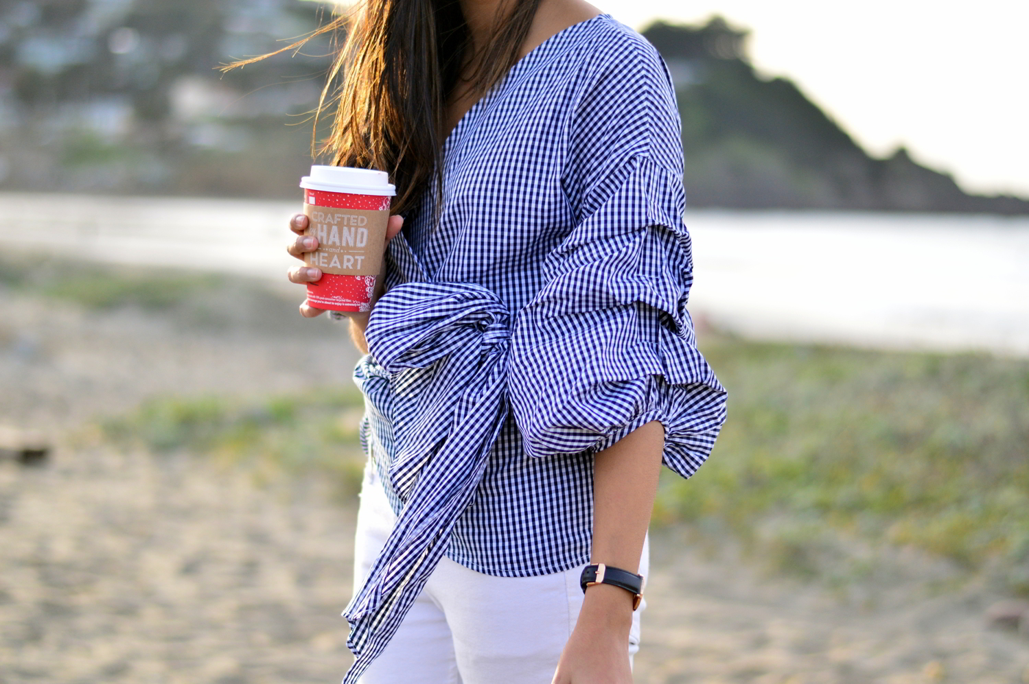 Gingham Wrap Top: Pacifica, California