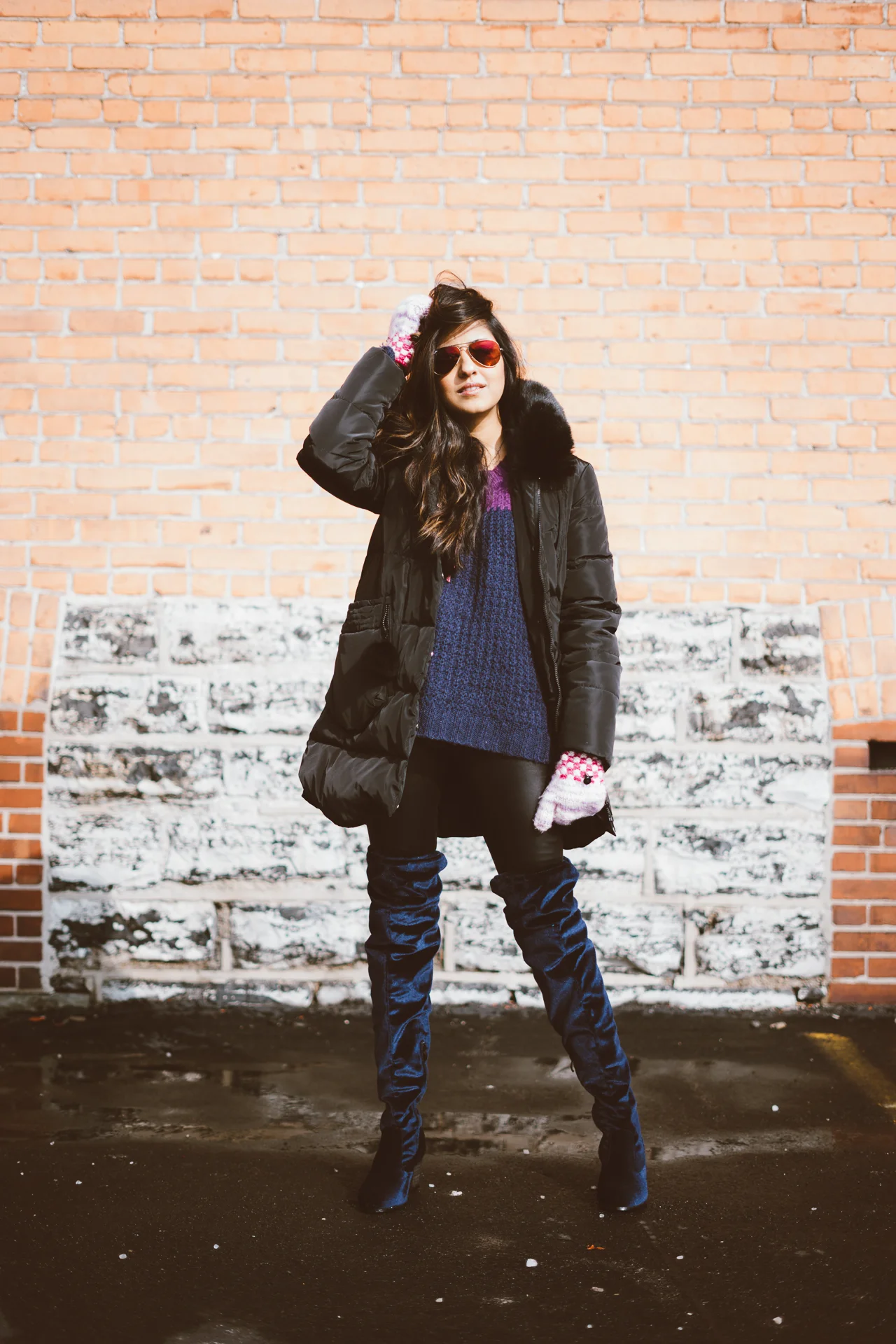 puffer-jacket-velvet-over-the-knee-boots-winter-snow-day-style 8