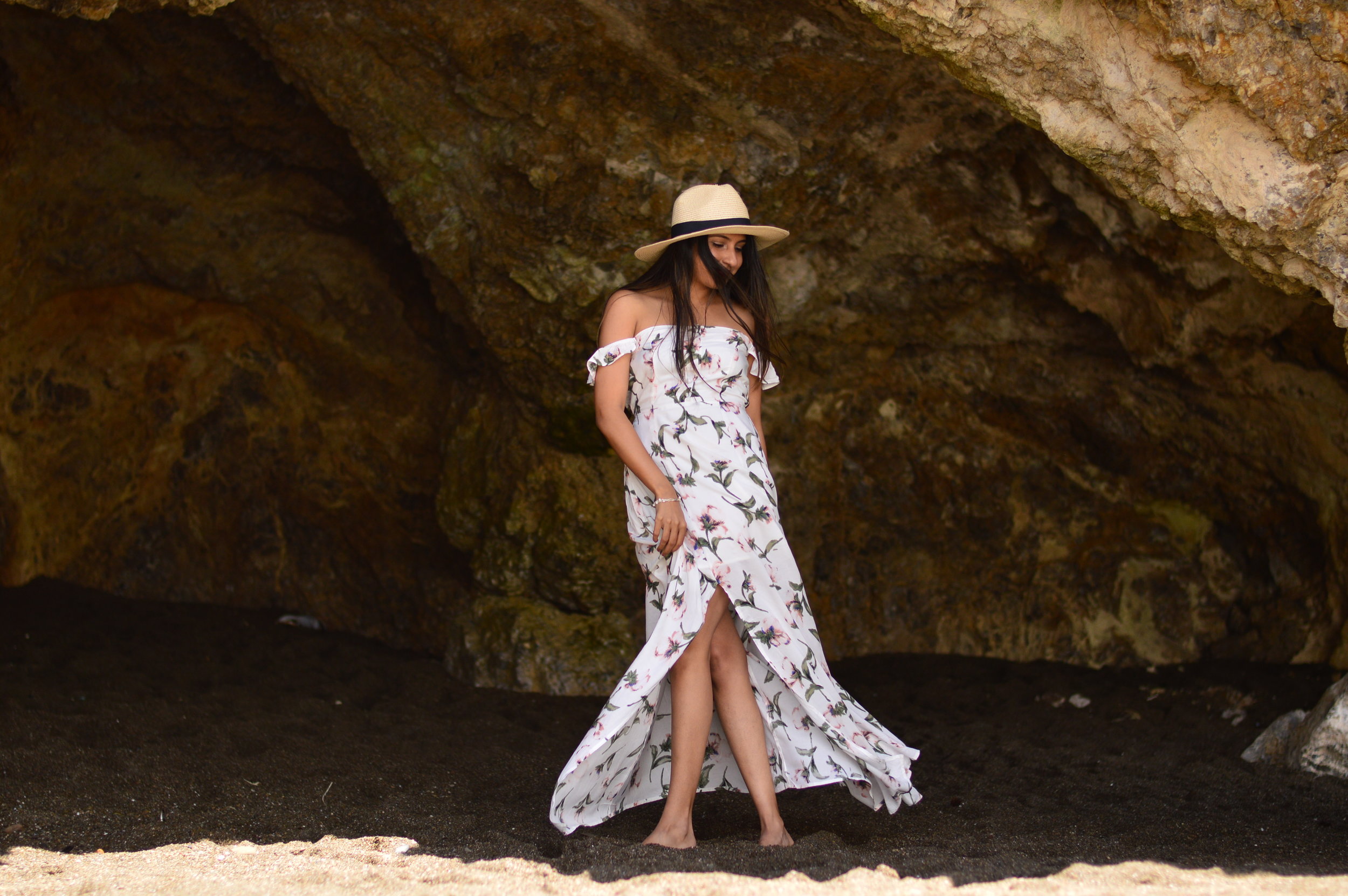 Romantic Floral Off-The-Shoulder Maxi Dress