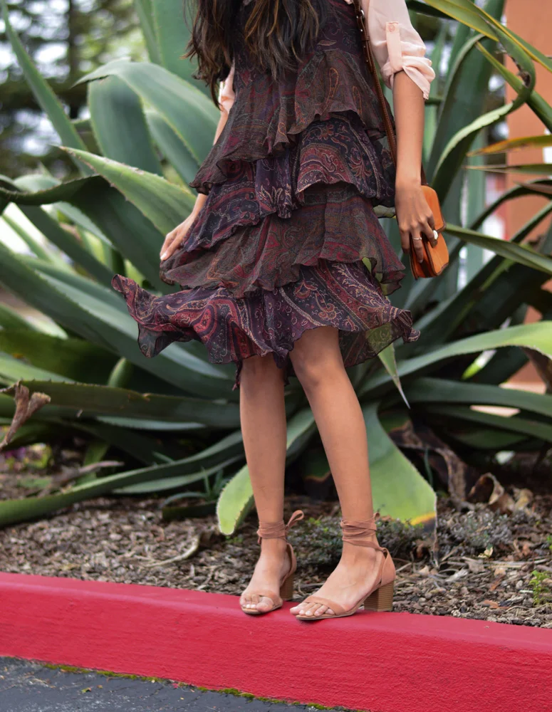 Ruffled Paisley Print Dress