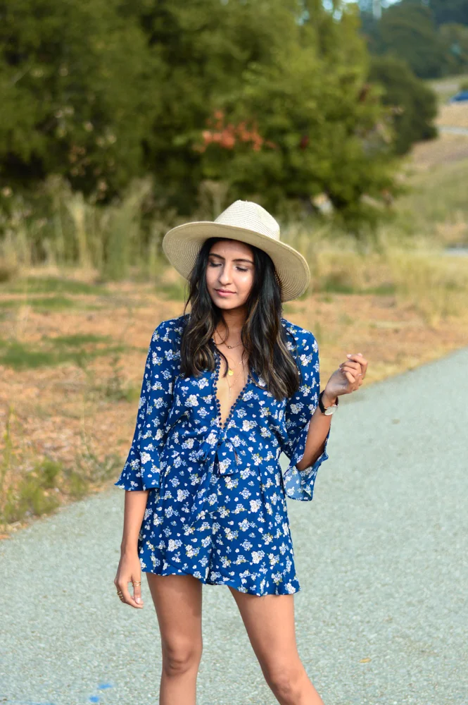 navy-floral-romper-bohemian-style-summer-outfit 7