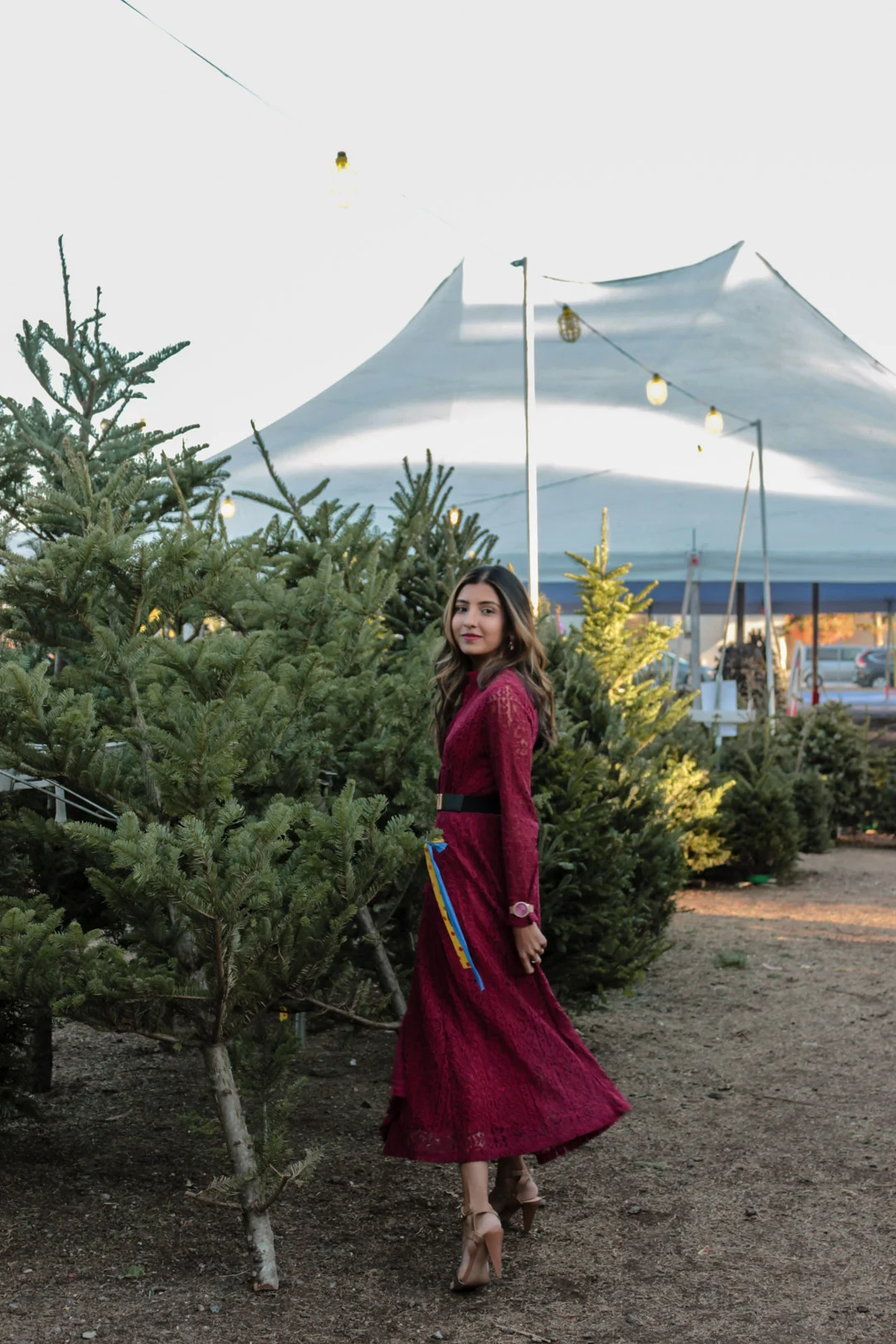 Burgundy Lace Maxi Dress