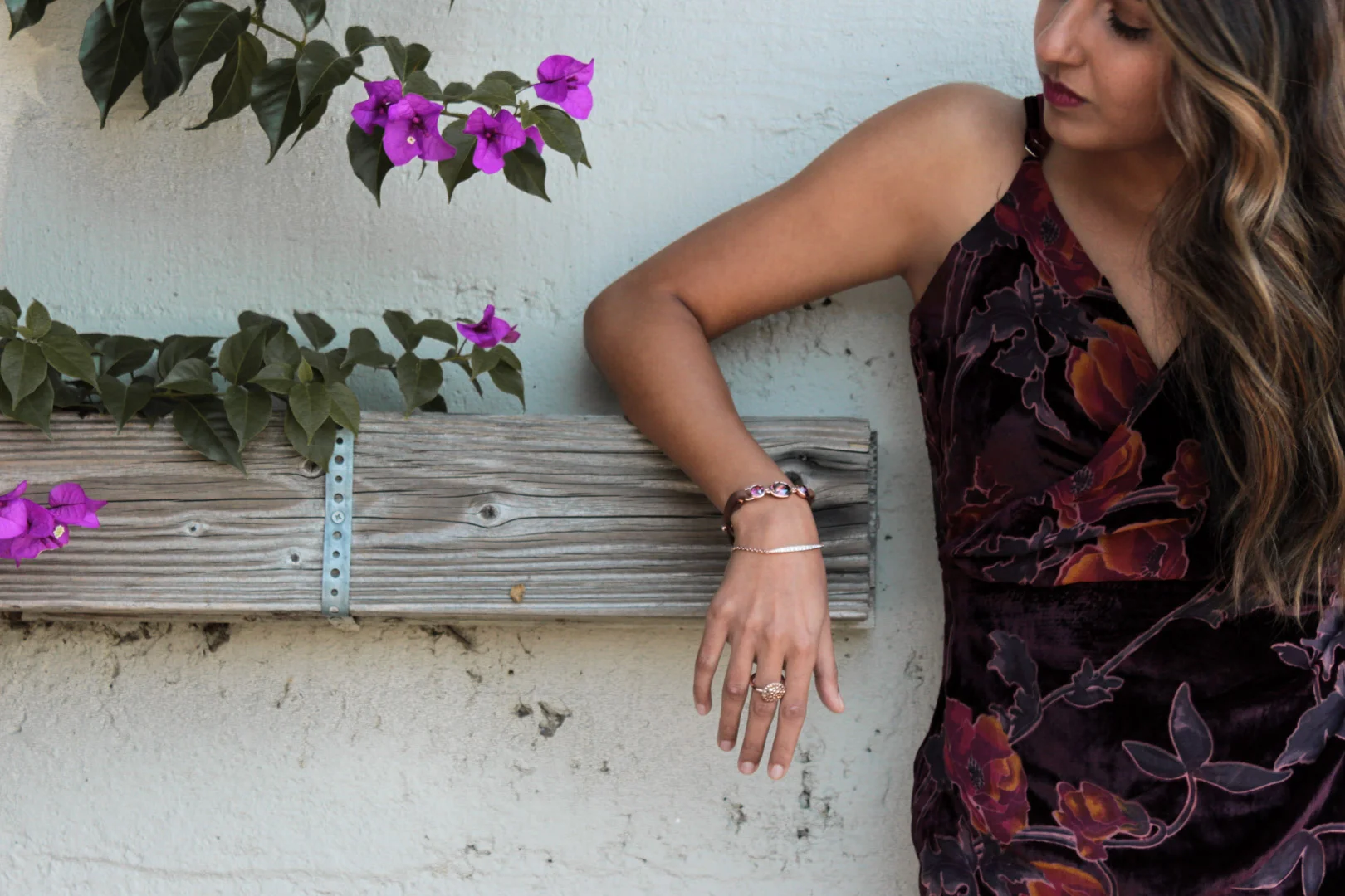 velvet-wrap-floral-dress-nye-party-jewelry-blogger 4