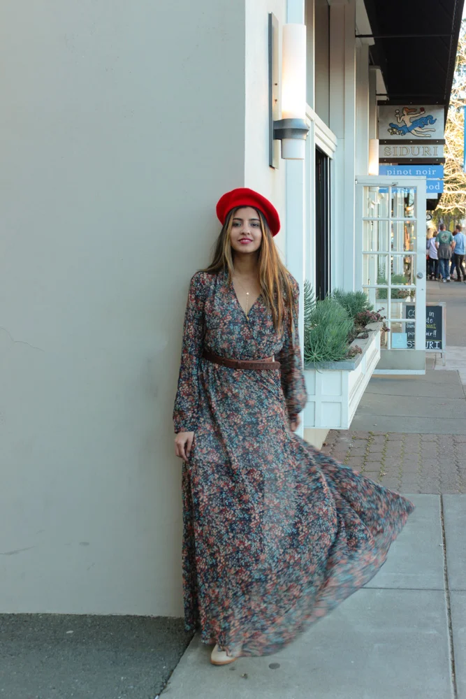 Dress: c/o thredUP&nbsp;(Adore this option for spring!), Beret: Old (Similar here),&nbsp;Boots: Thursday Boots