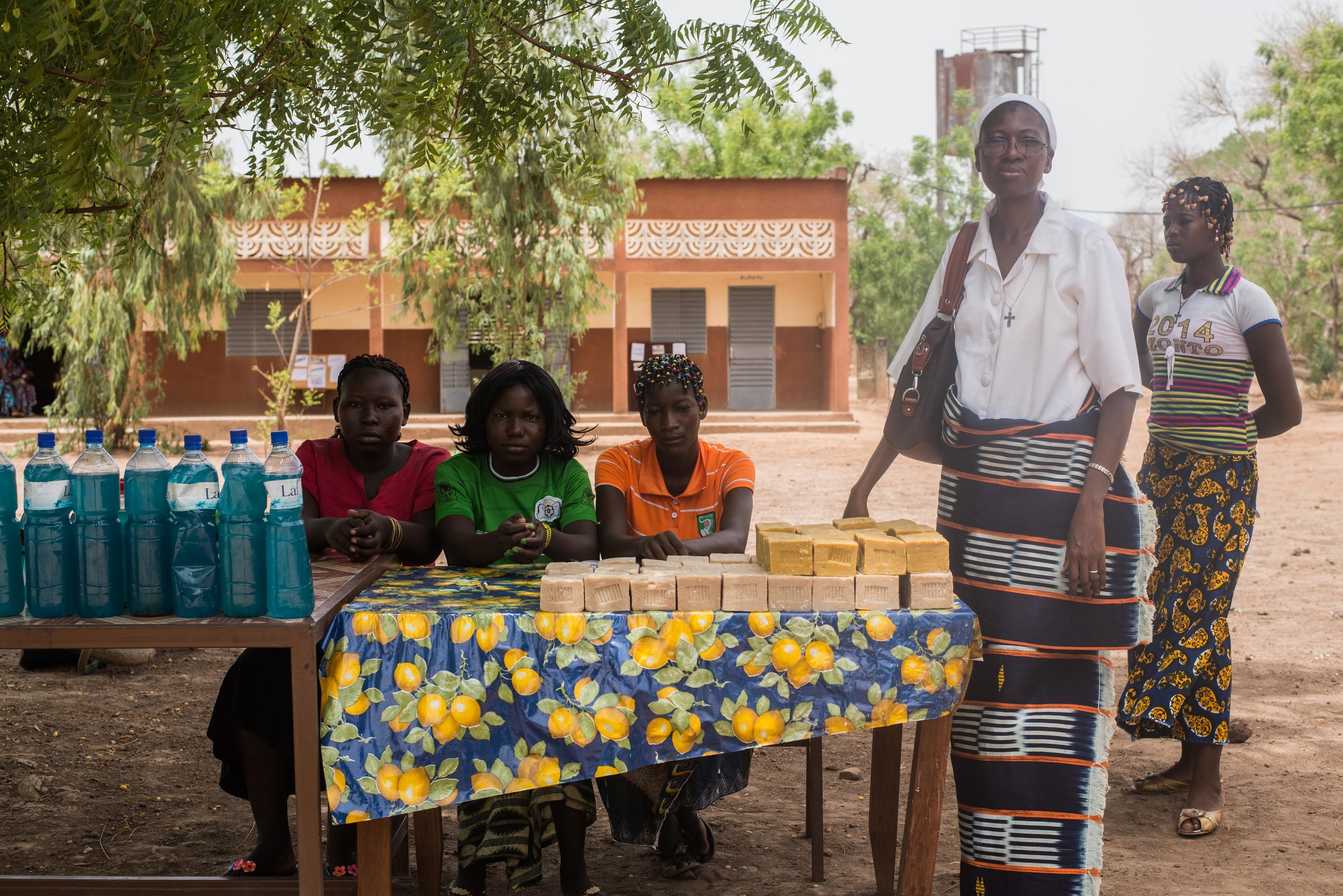  The girls and Sister Elisabeth selling soap.&nbsp; 