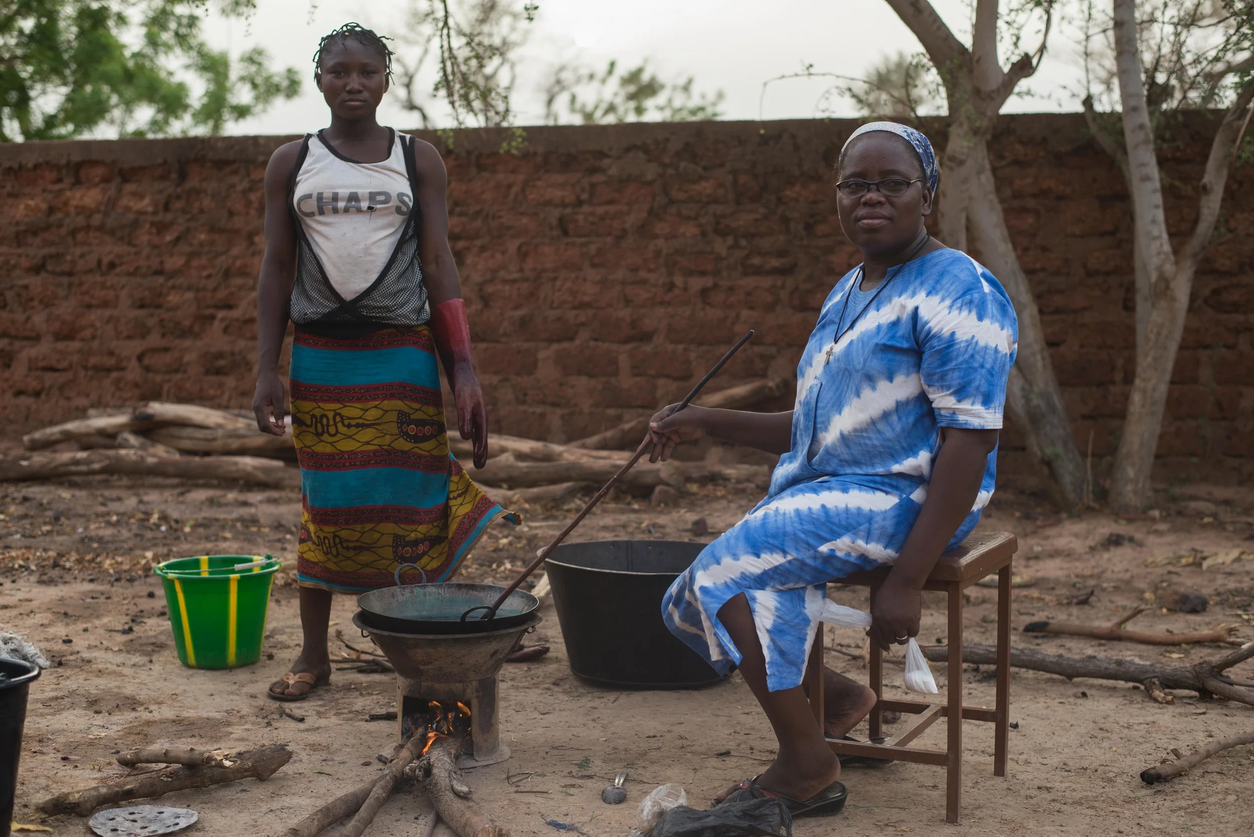 Sister Marie and Honorine finish a dyeing project before the remainder of the girls left in July