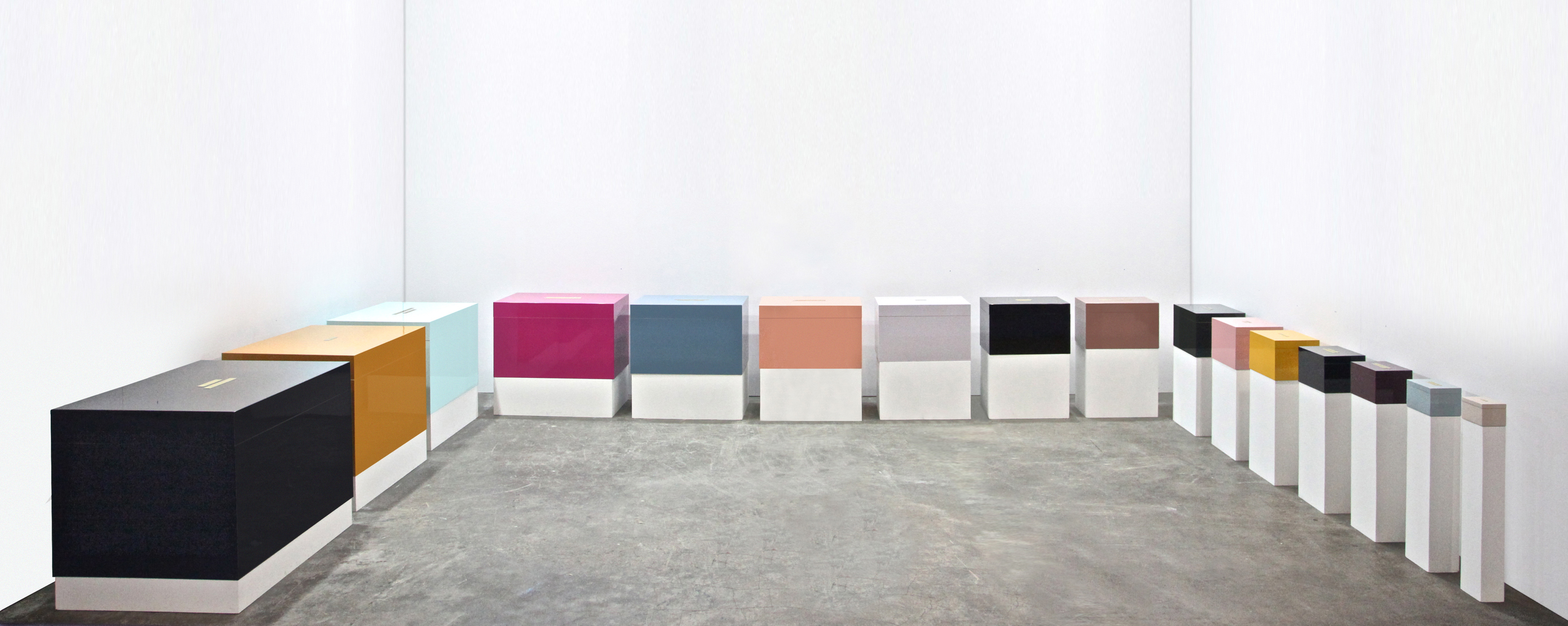 INSTALLATION OAK, POLYUTHERANE PAINT, BRASS VARYING SIZES 2013
