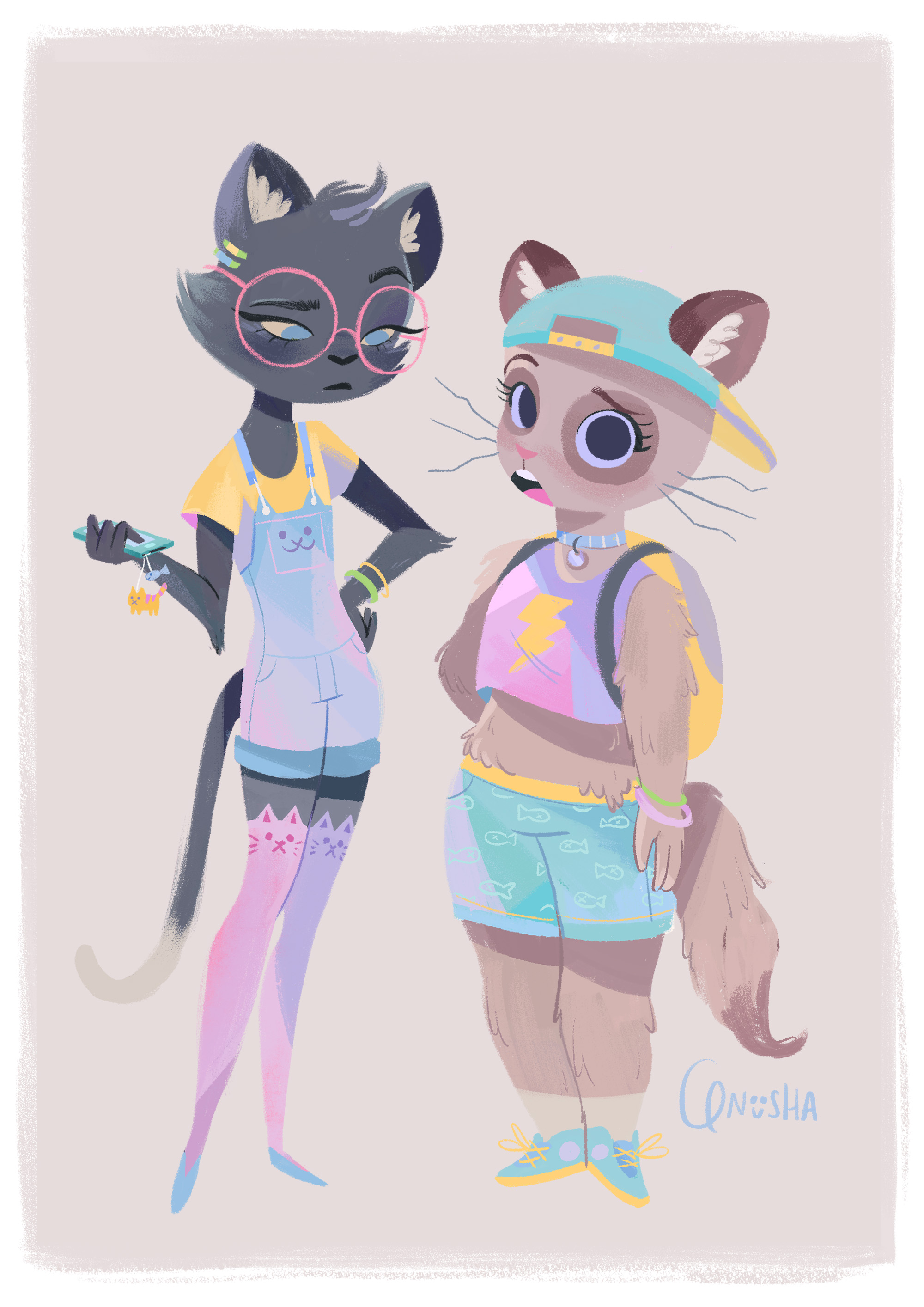 Illustration done for the Cats and Dogs gallery show at QPop Shop. (LA, USA). Drawn digitally. 2016