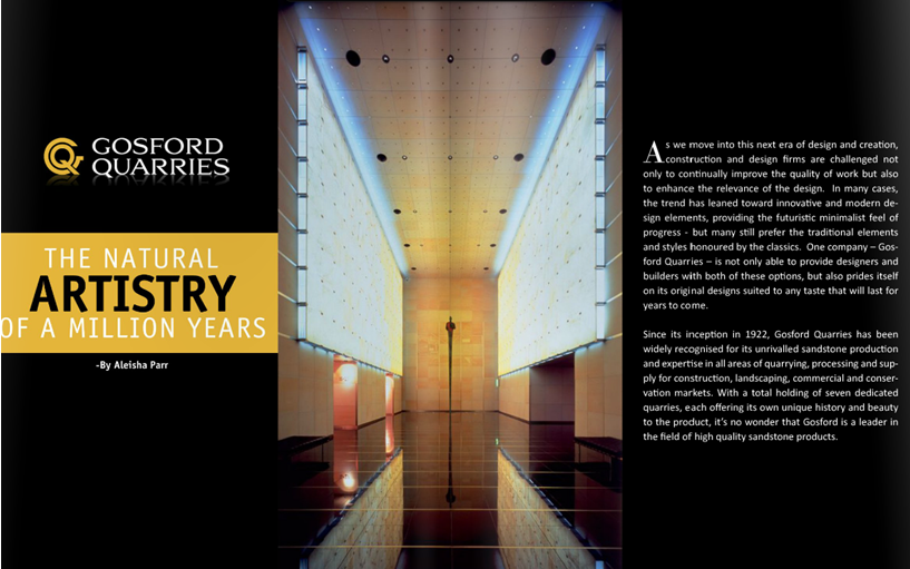 "Gosford Quarries’ sandstone ... seen as an emblem of Australia’s natural beauty and strength"