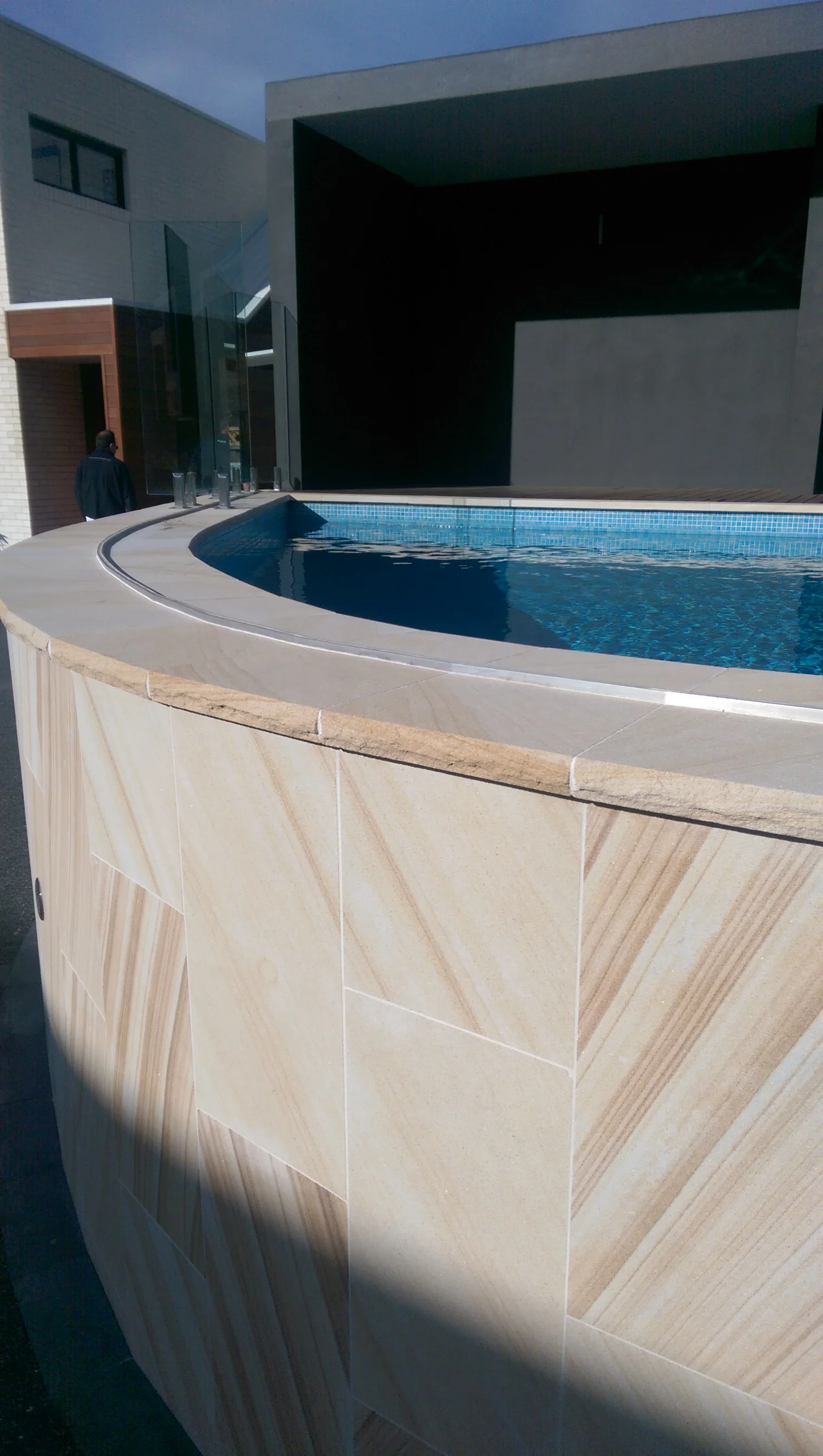 MTW Light Brown Sawn curved cladding 