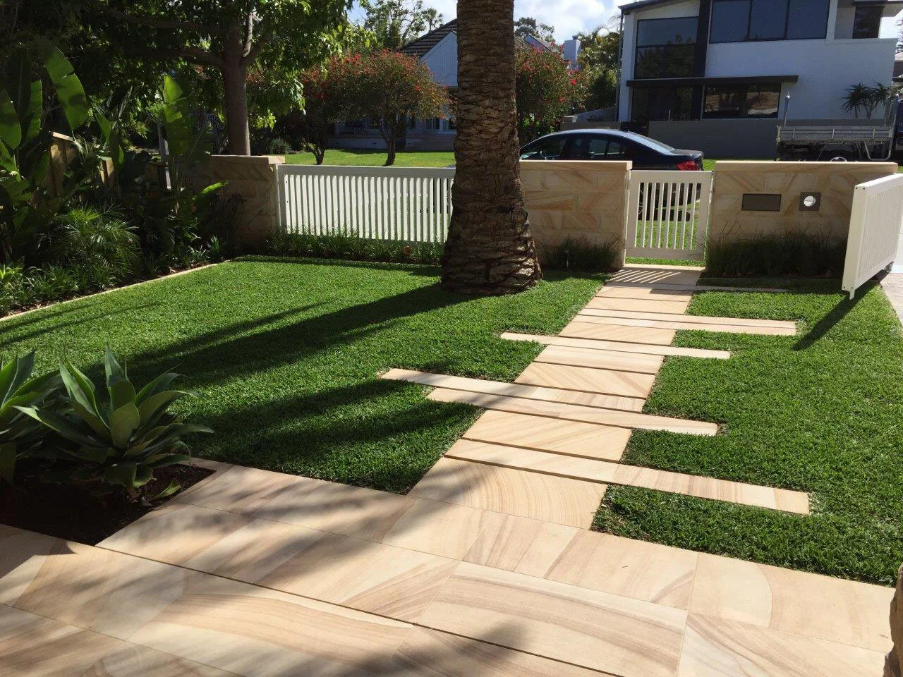 Sawn paving, medium brown colour range